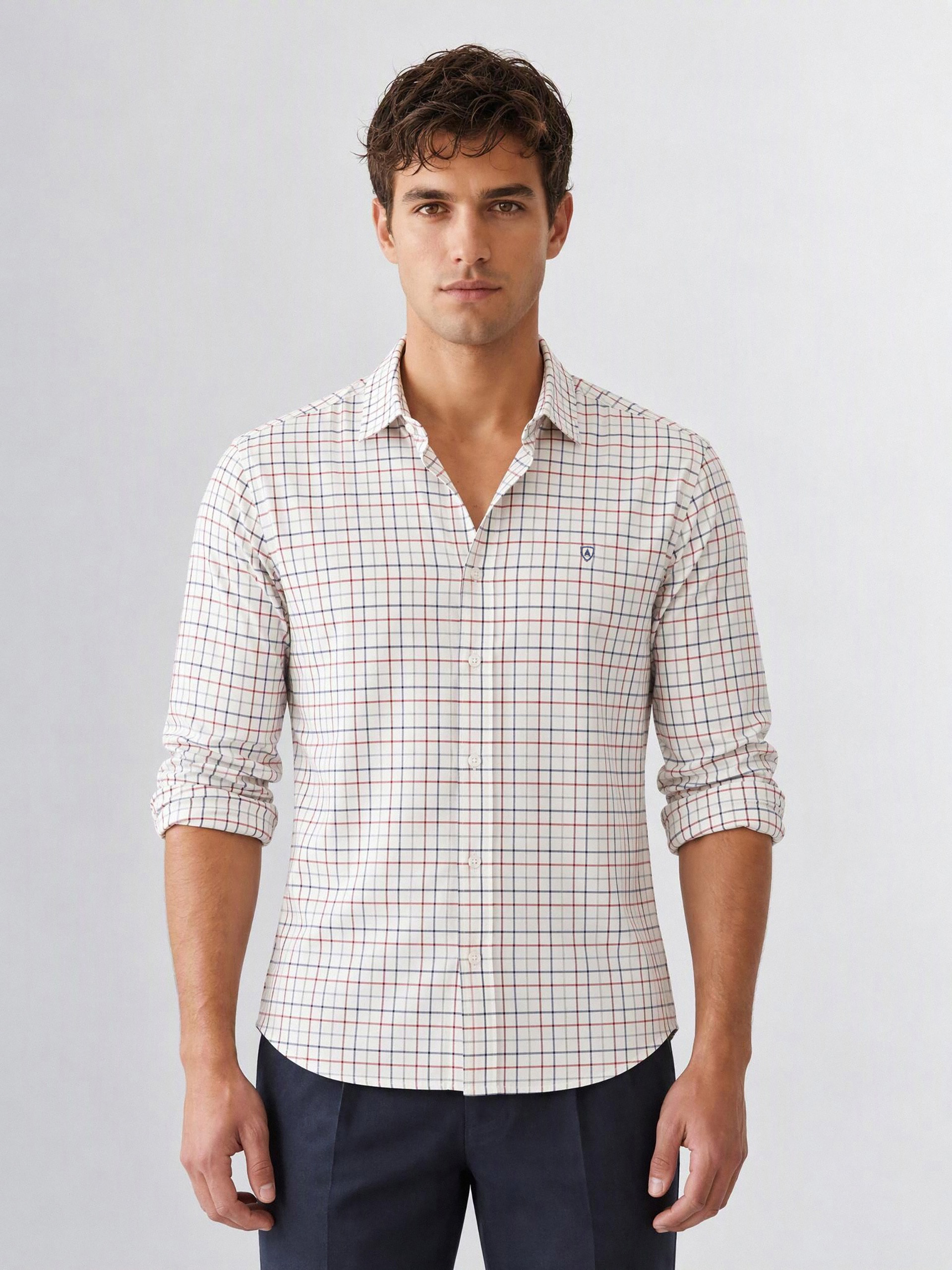 CAMISA TIE CHECKS AZUL MARINO