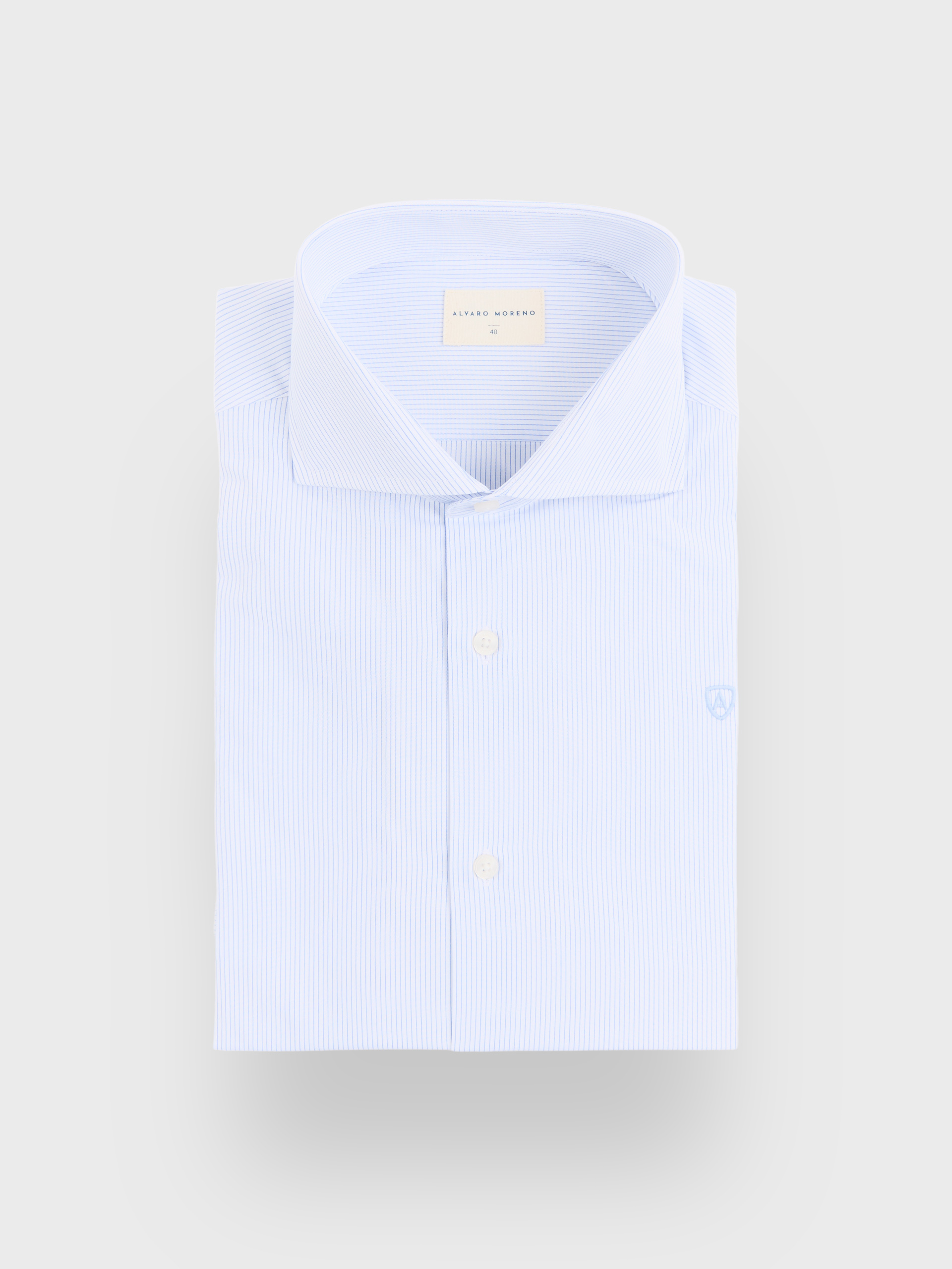 CAMISA POPELIN RAYAS CELESTE