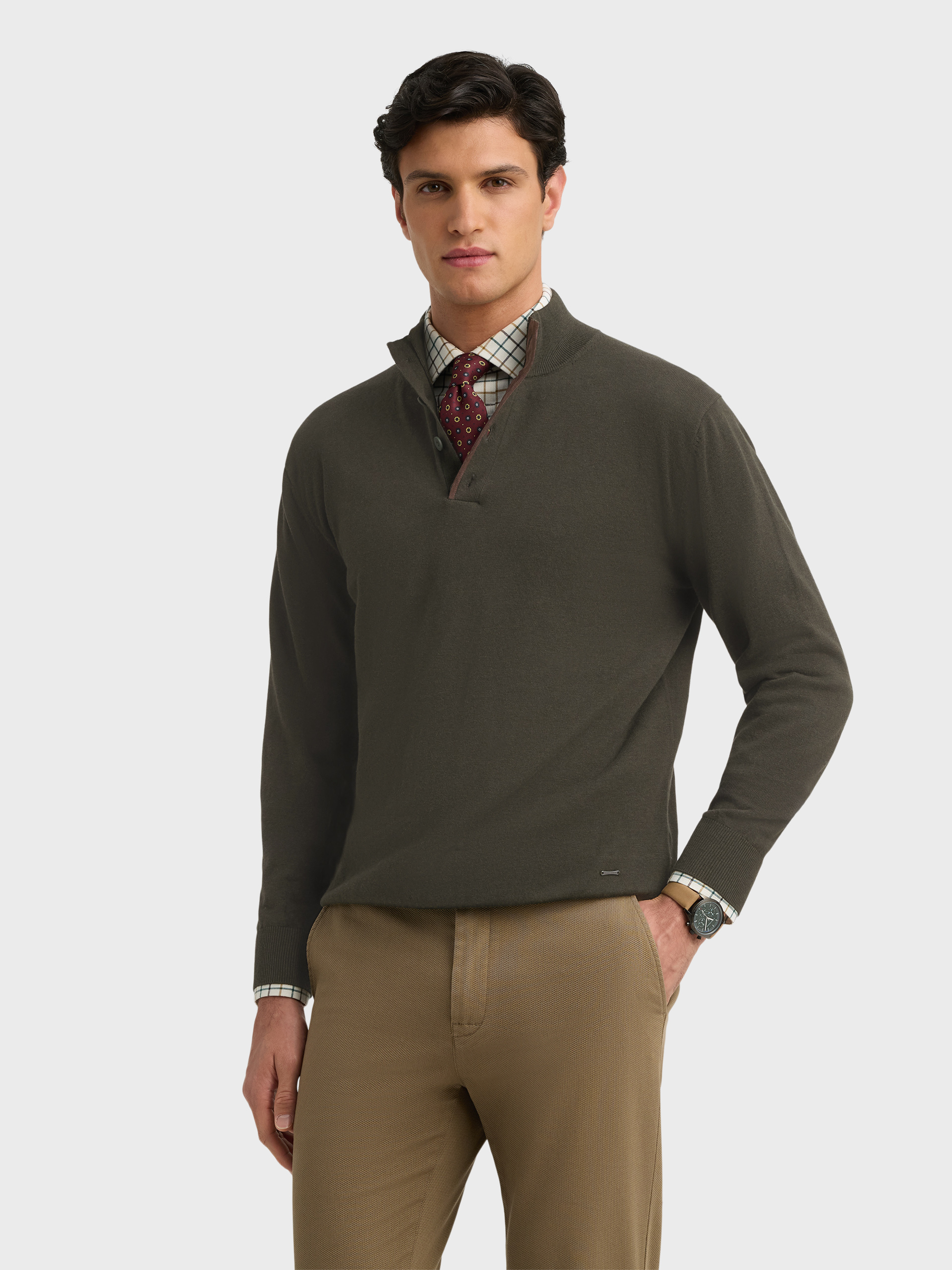 JERSEY BUTTON COLLAR VERDE