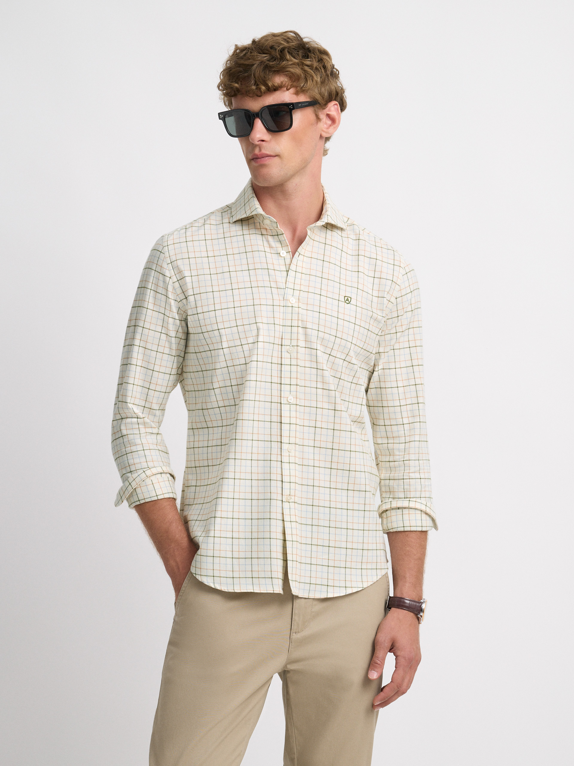 CAMISA HUNTER CHECKS CAMEL