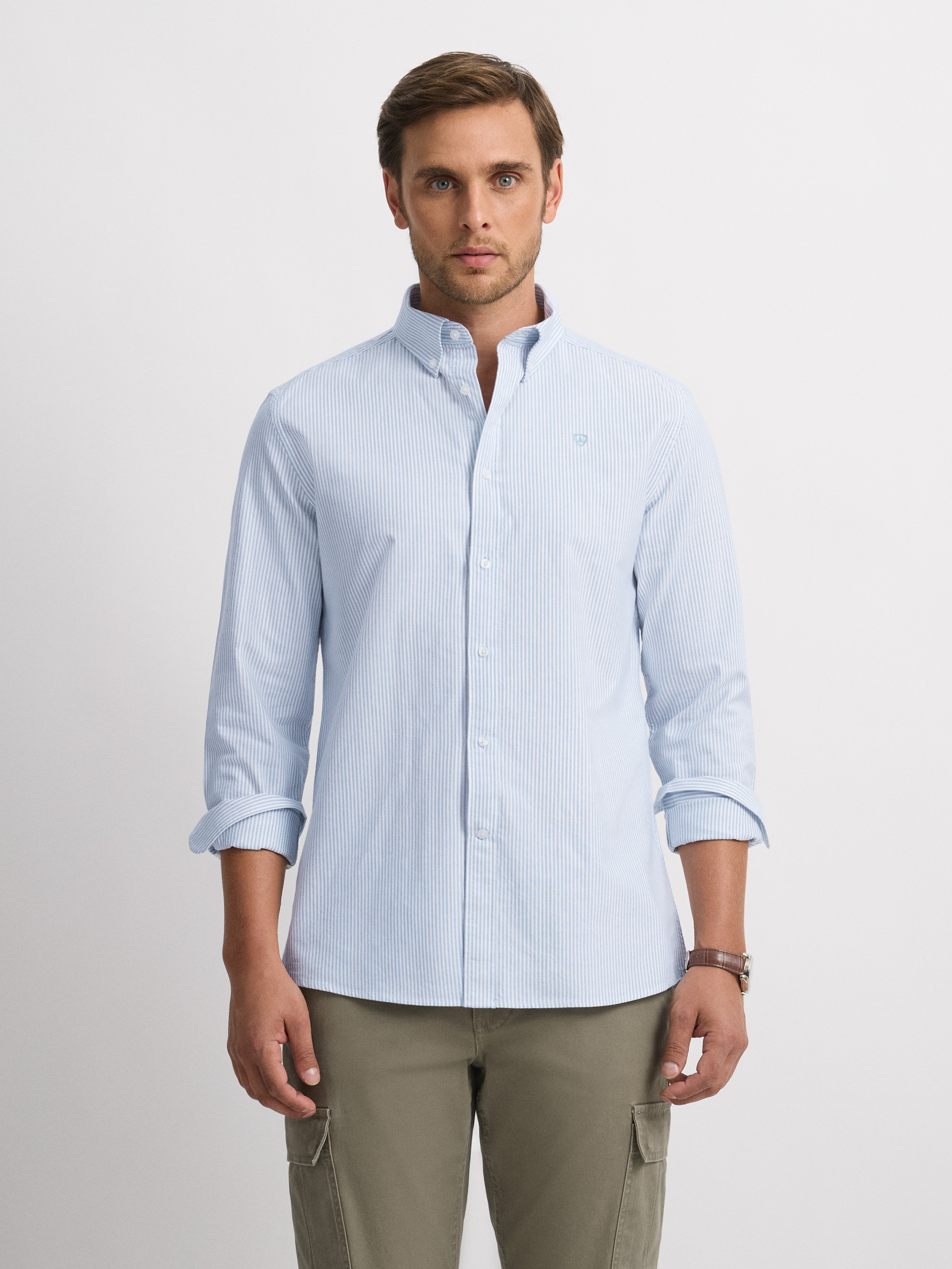 CAMISA OXFORD STRIPES AZUL