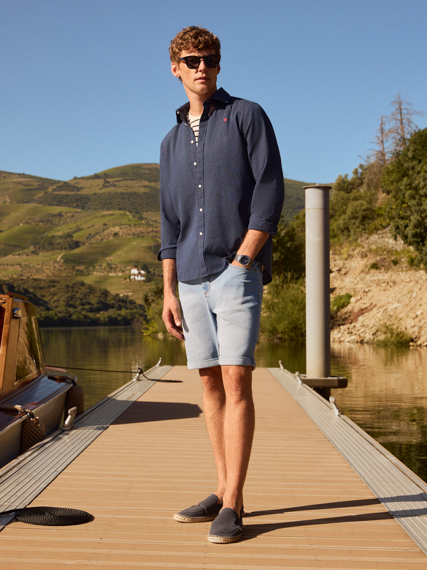 BERMUDA DENIM VUELTA CELESTE