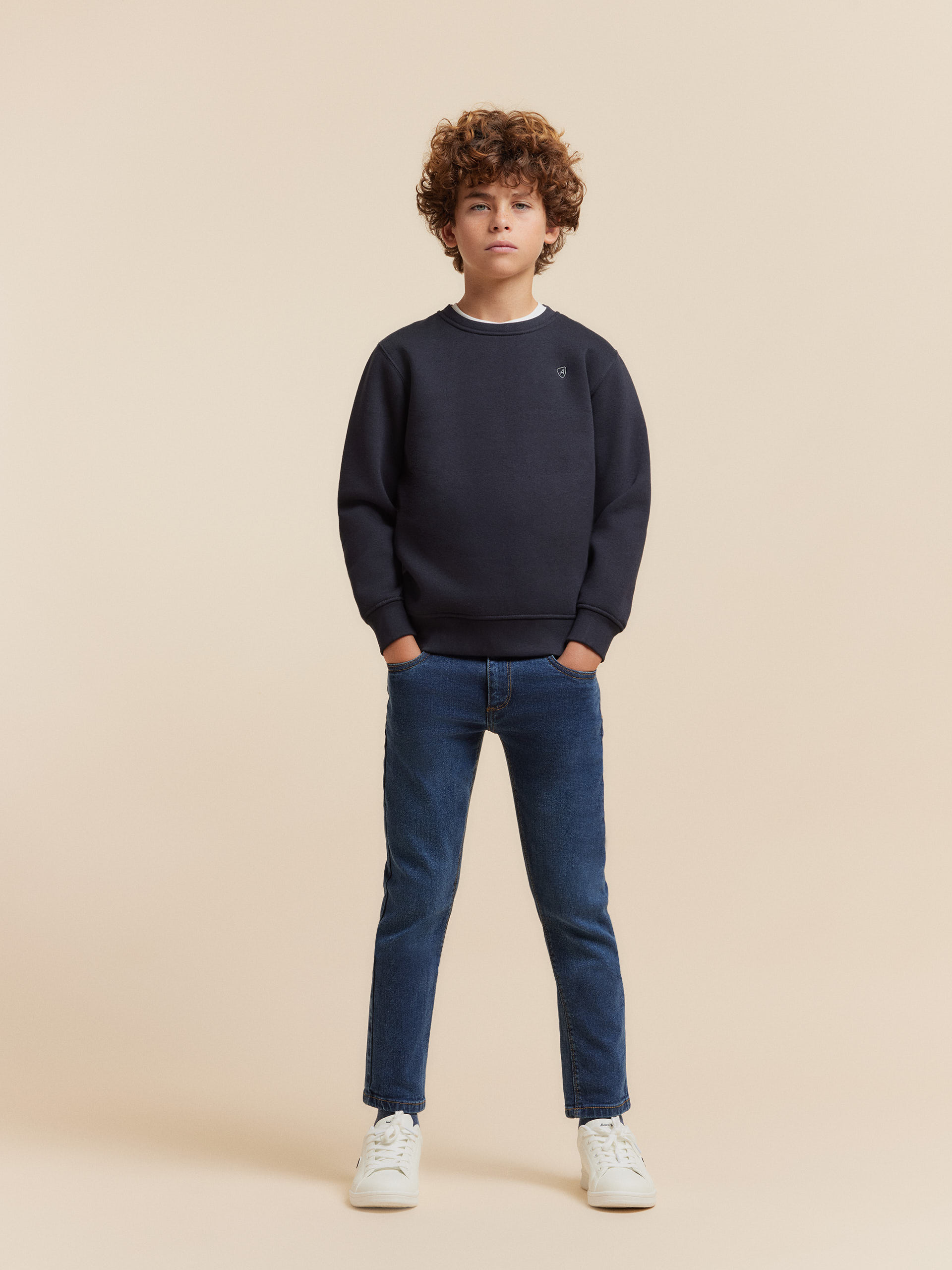 SUDADERA BASICA KIDS AZUL MARINO