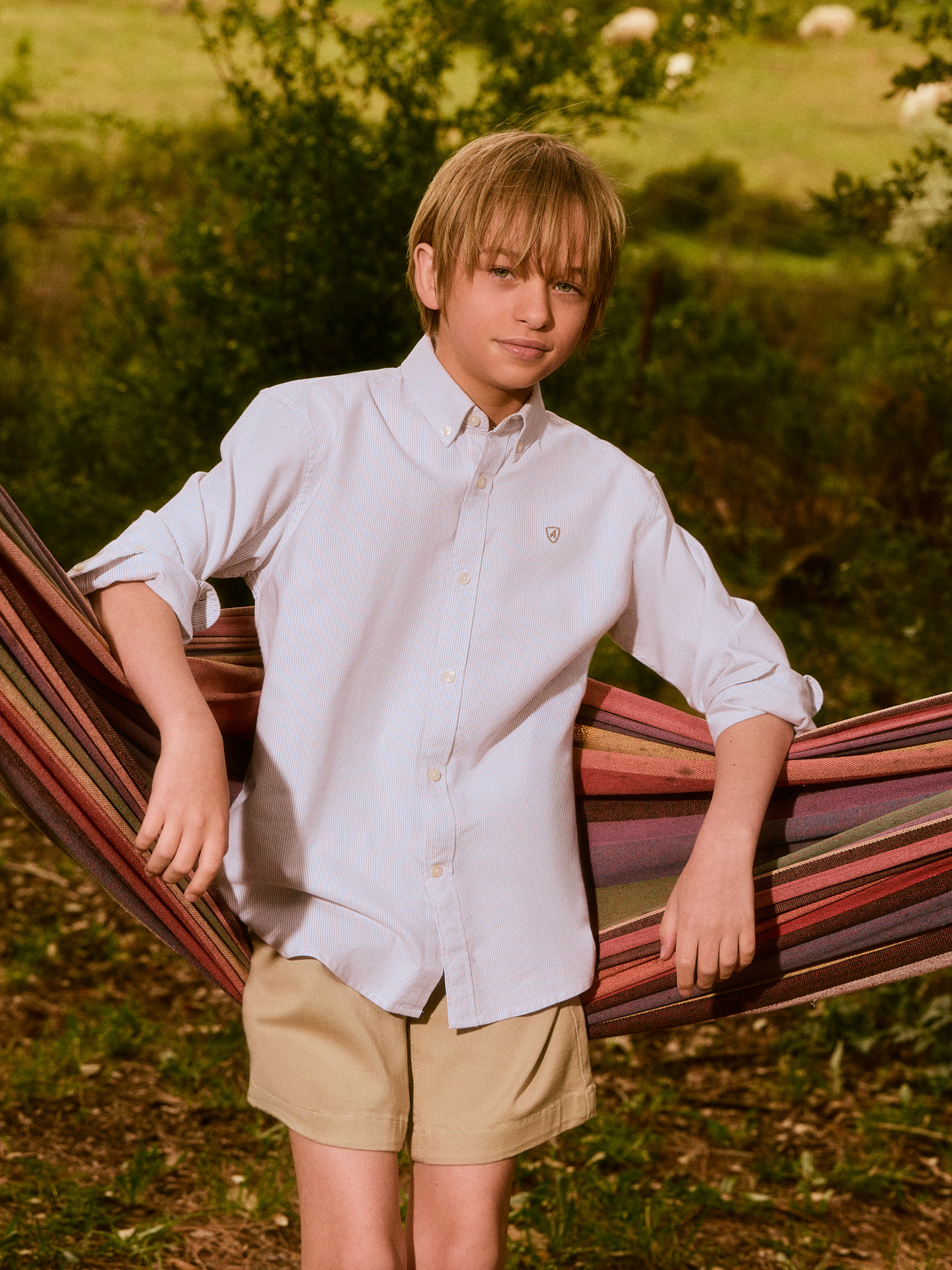 CAMISA OXFORD MIL RAYAS KIDS VERDE