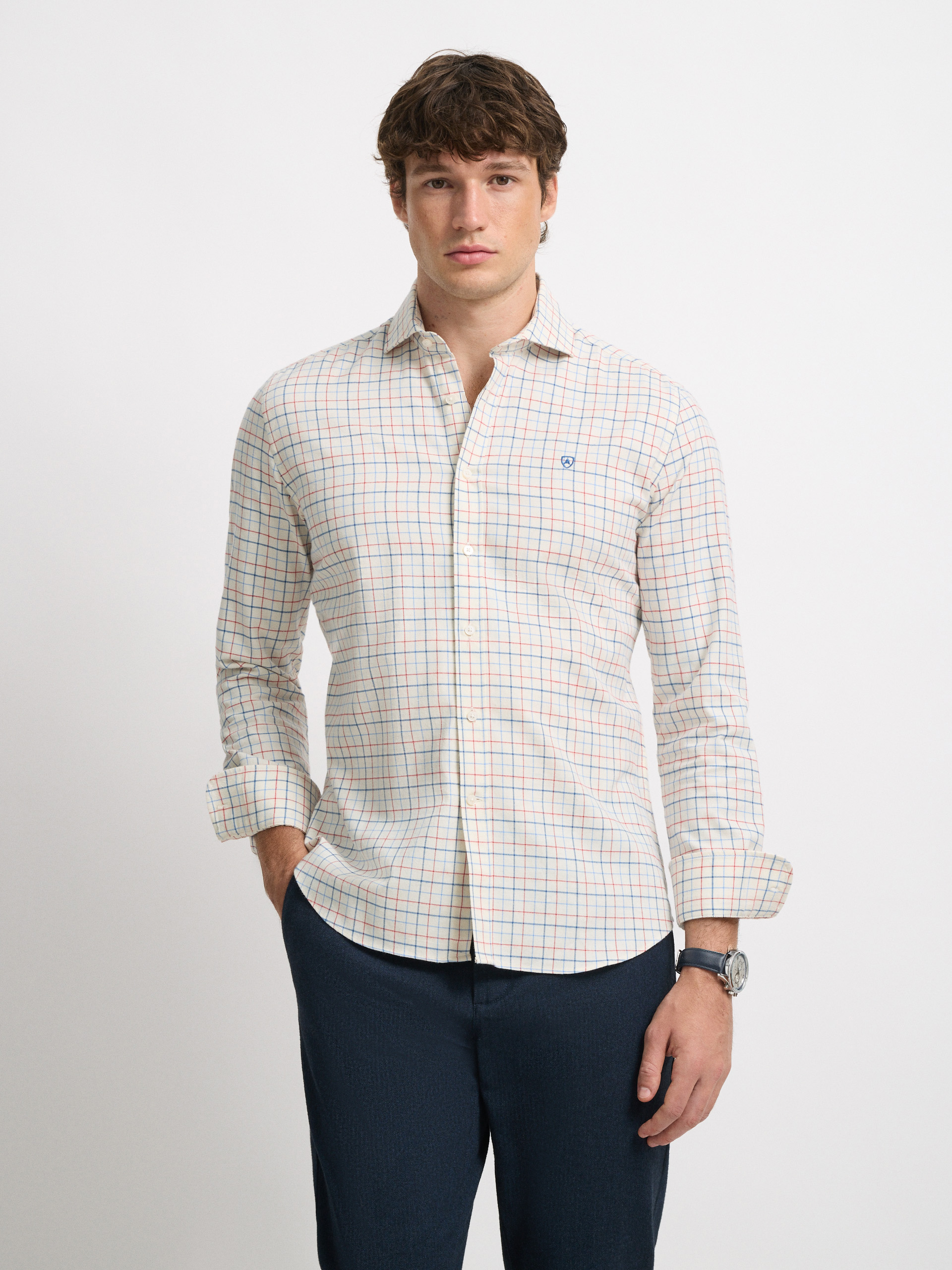 CAMISA HUNTER CHECKS AZUL MARINO
