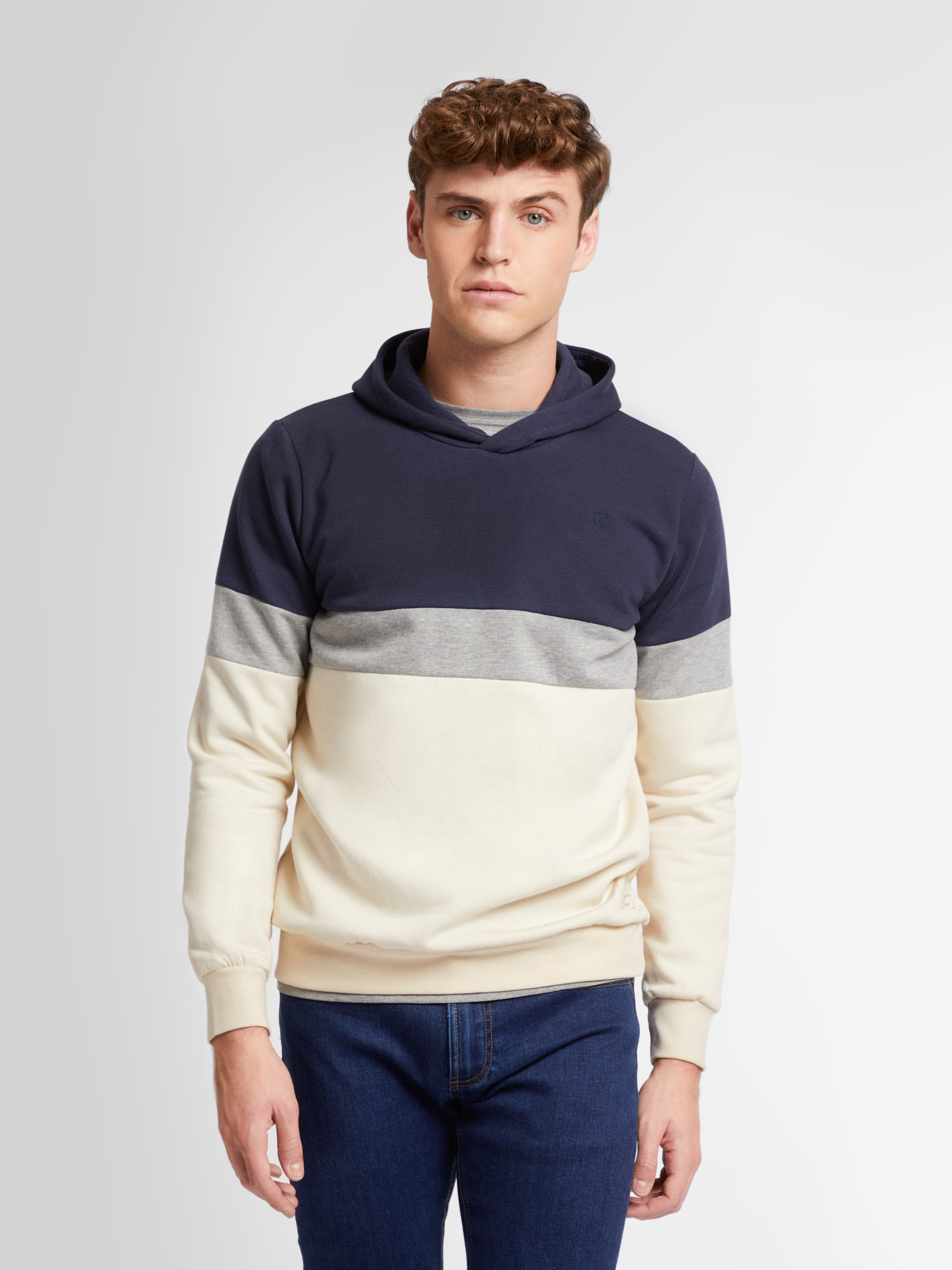 SUDADERA TRICOLOR AZUL MARINO