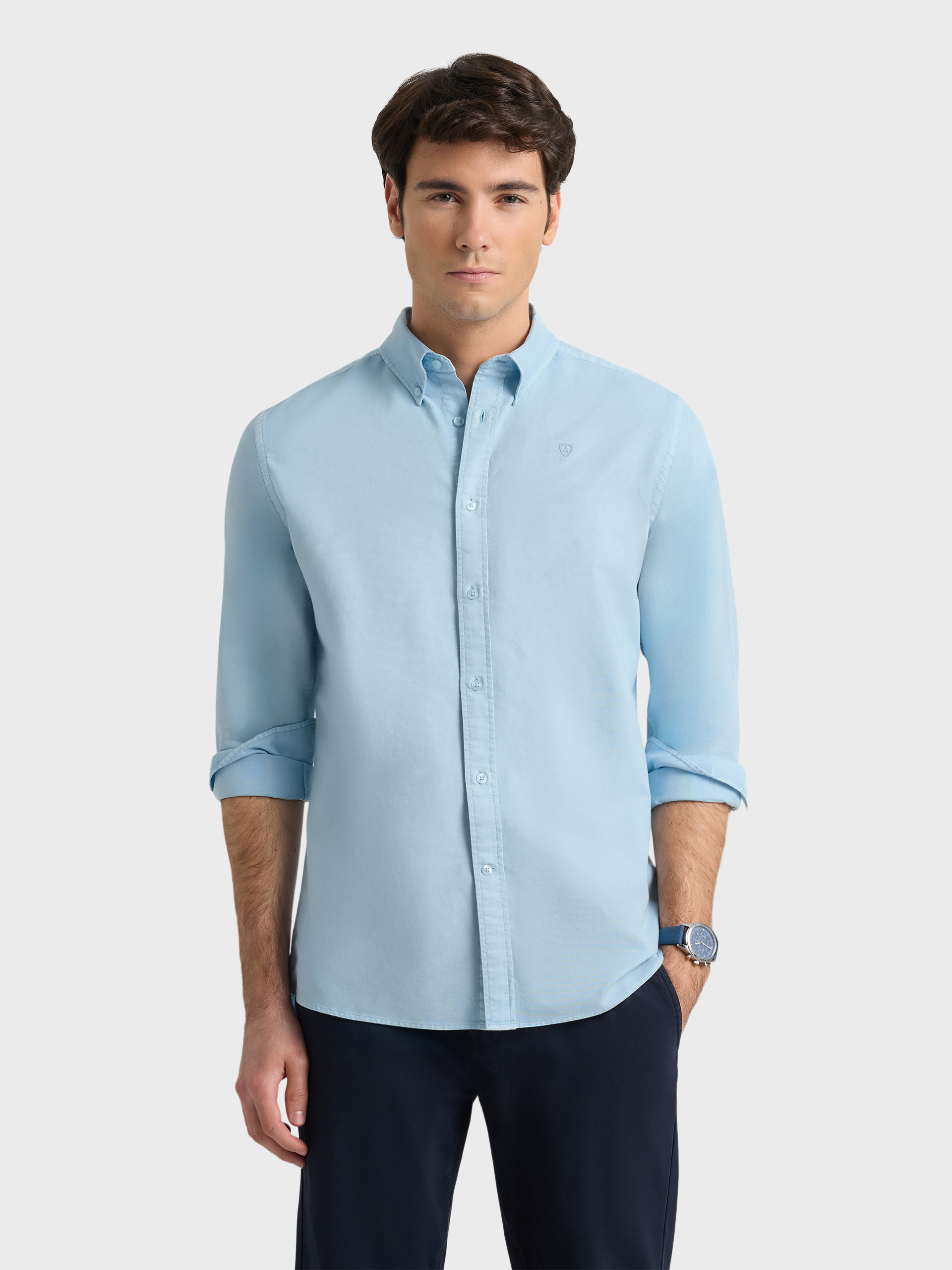 CAMISA OXFORD DYE CELESTE