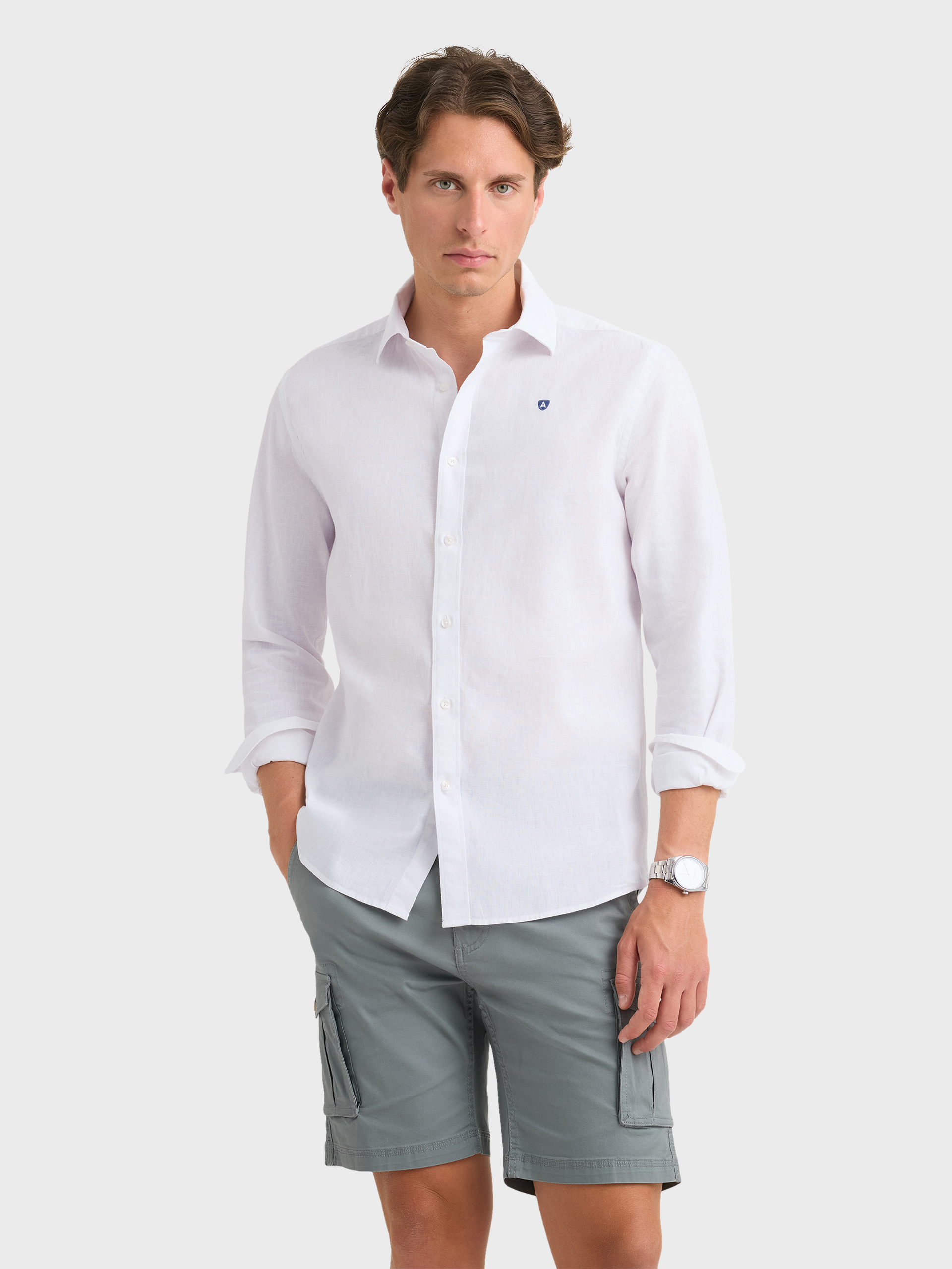 CAMISA LINO CHAMBRAY BLANCO
