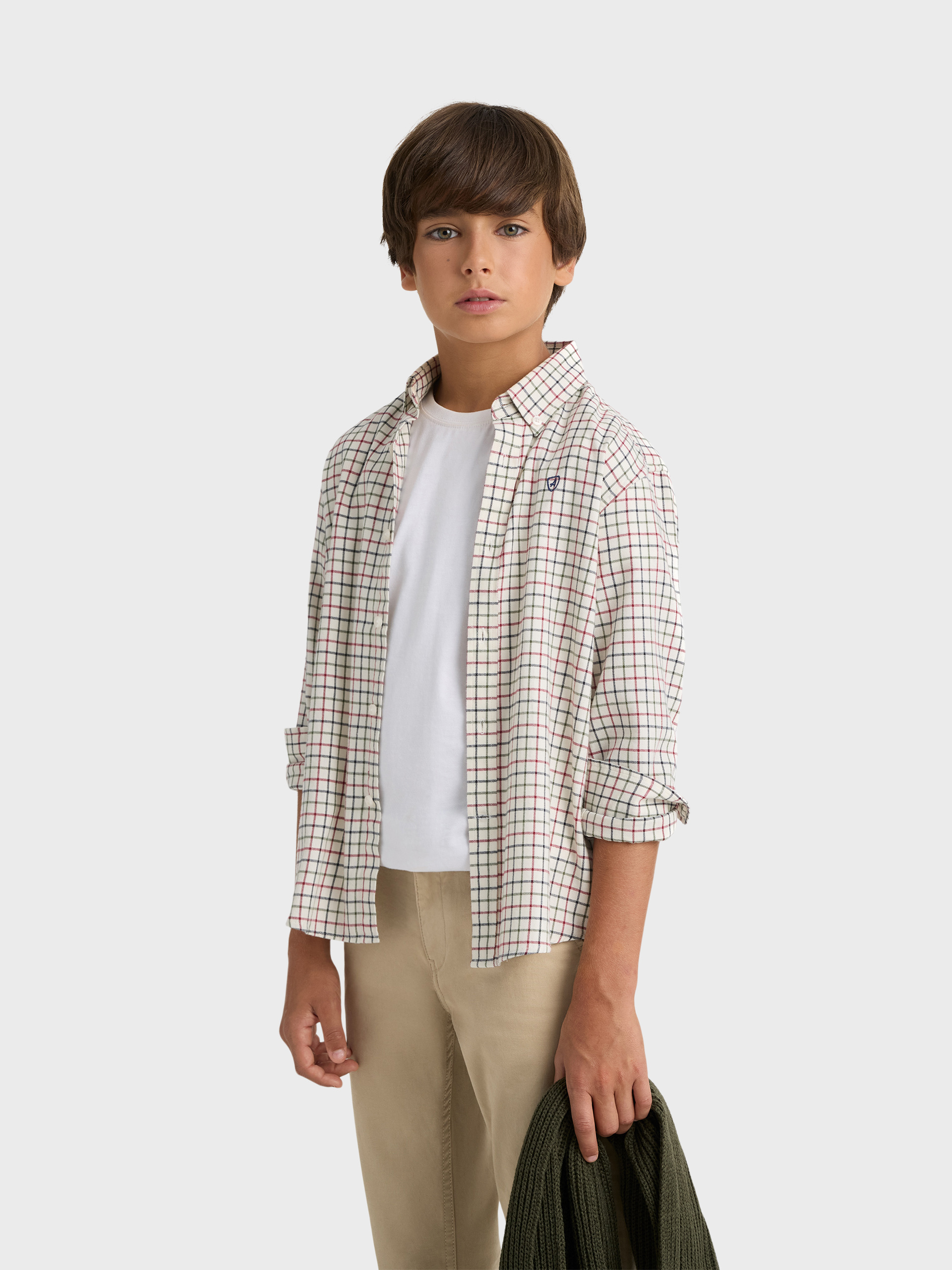 CAMISA FLANNEL CHECKS KIDS BEIGE