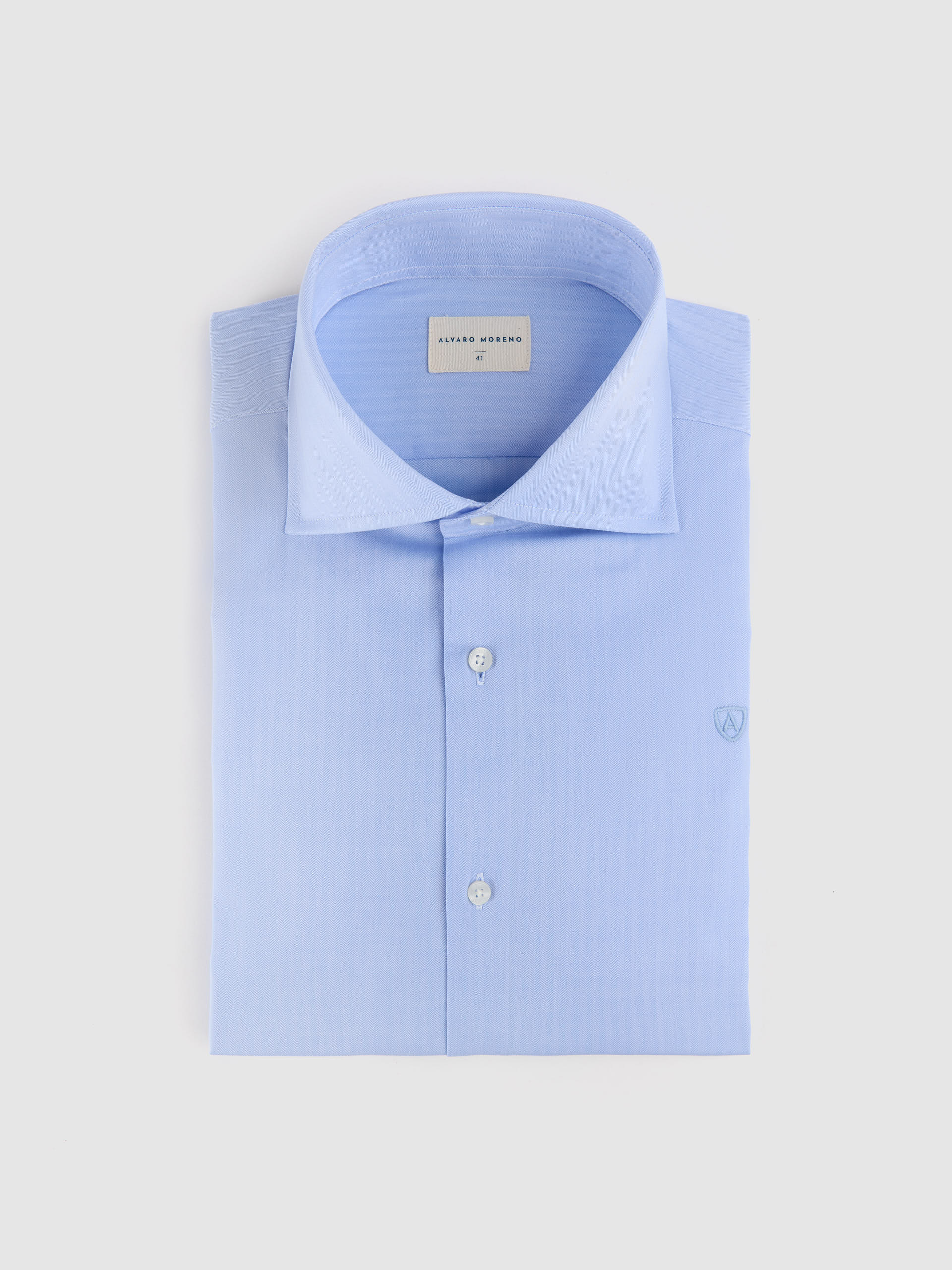 CAMISA VESTIR HERRINGBONE CELESTE