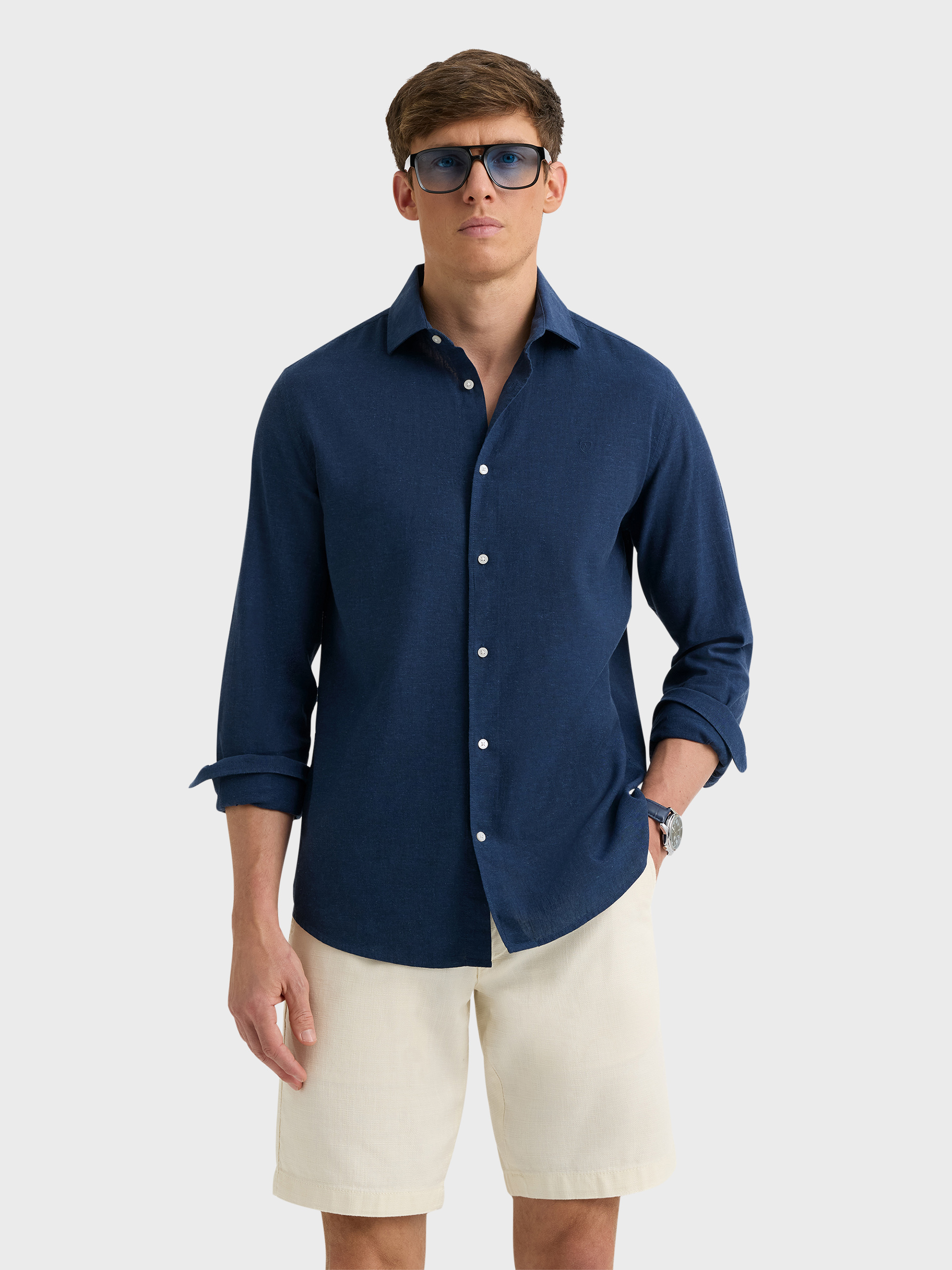 CAMISA LINO ALEX AZUL MARINO