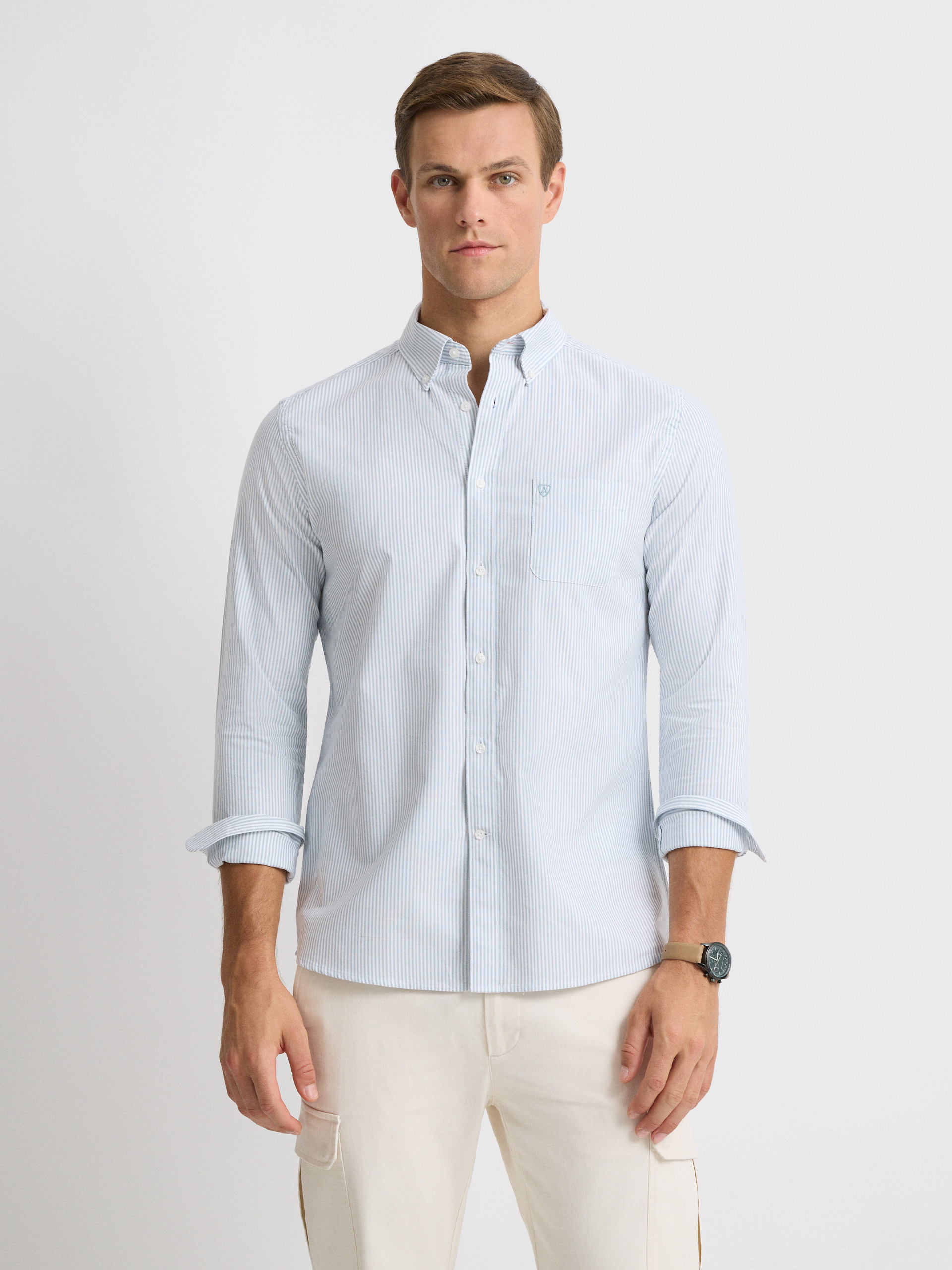 CAMISA OXFORD STRIPES AZUL