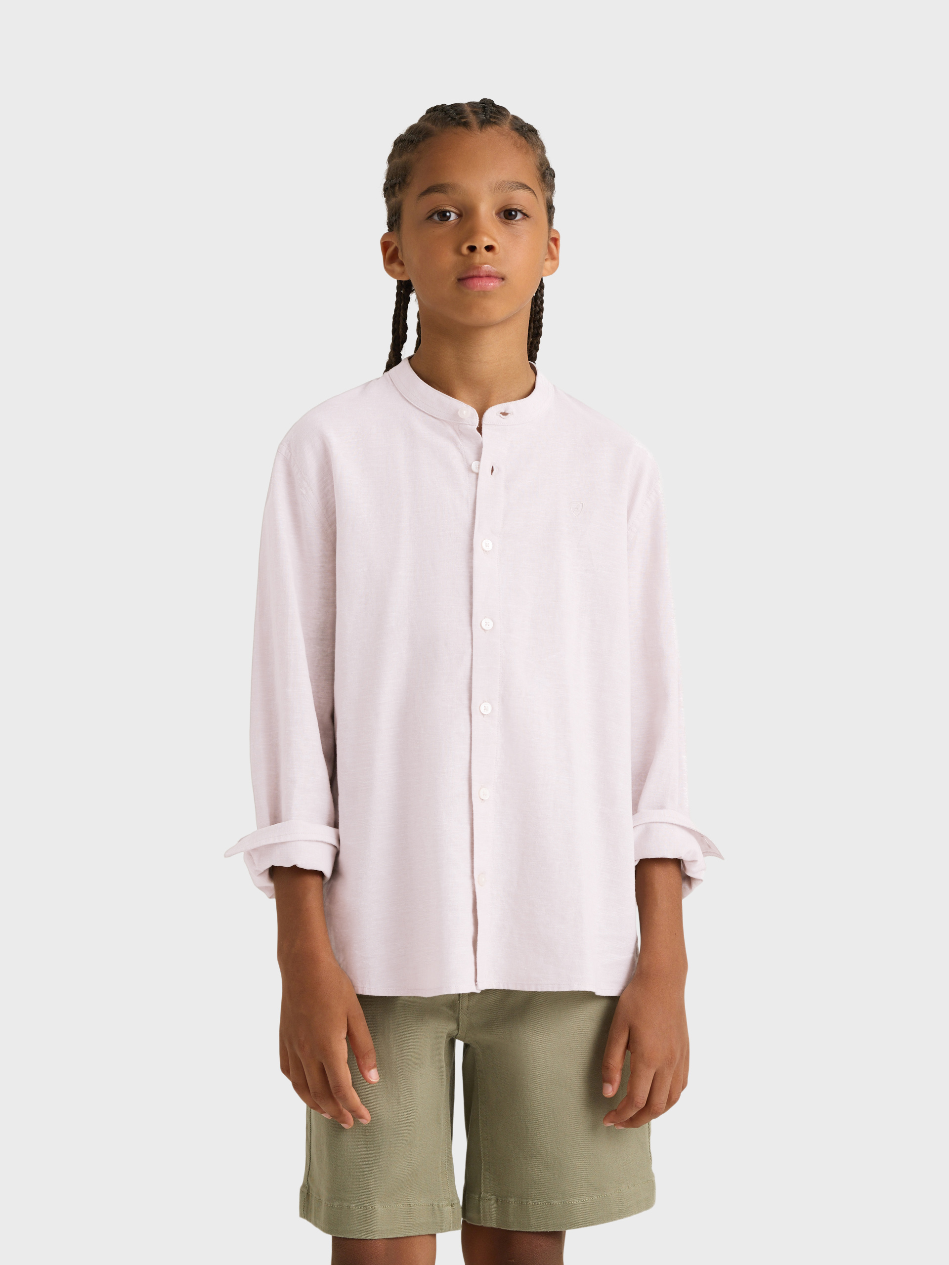 CAMISA LINO MAO KIDS BEIGE