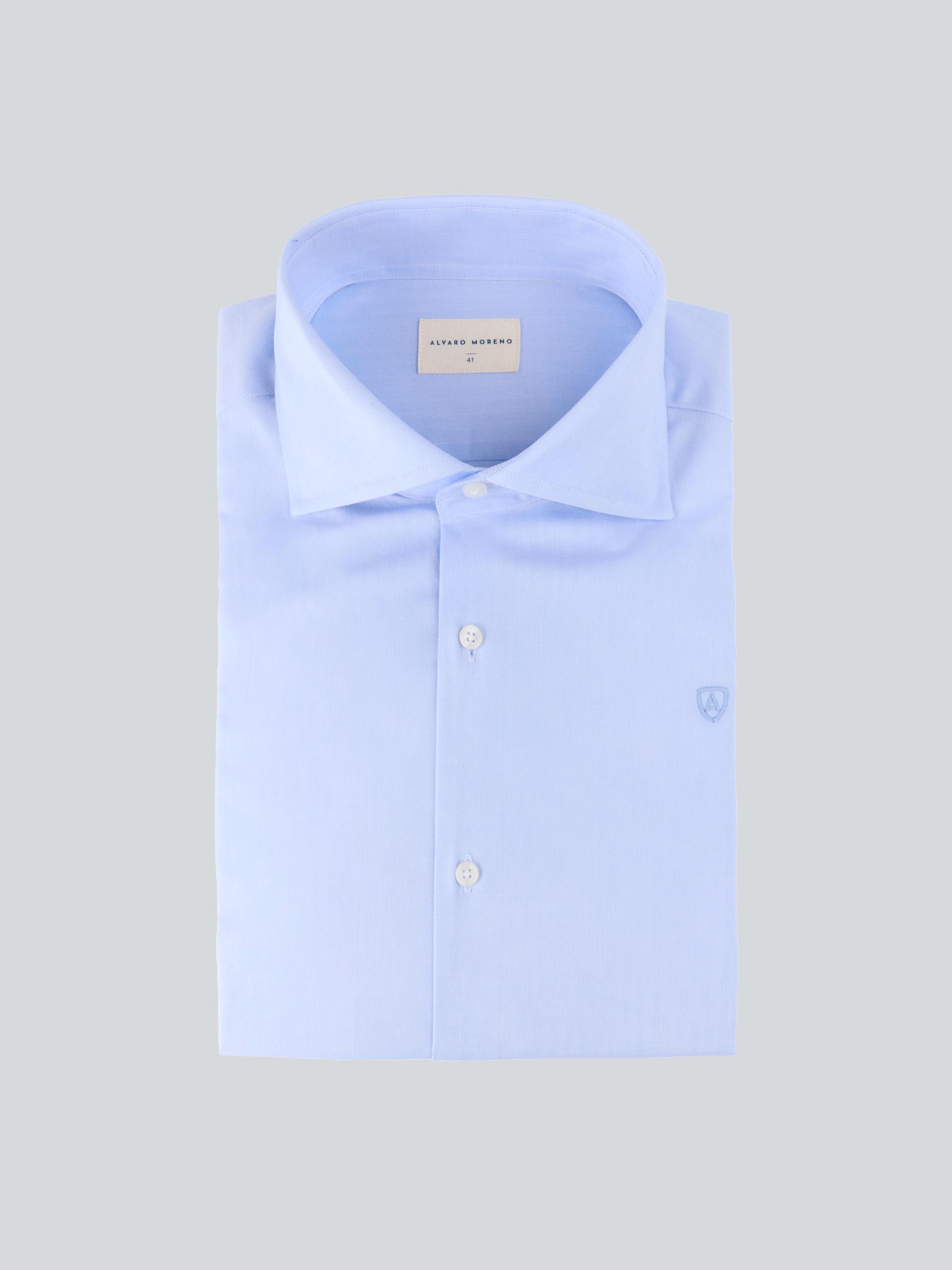 CAMISA VESTIR HERRINGBONE AZUL