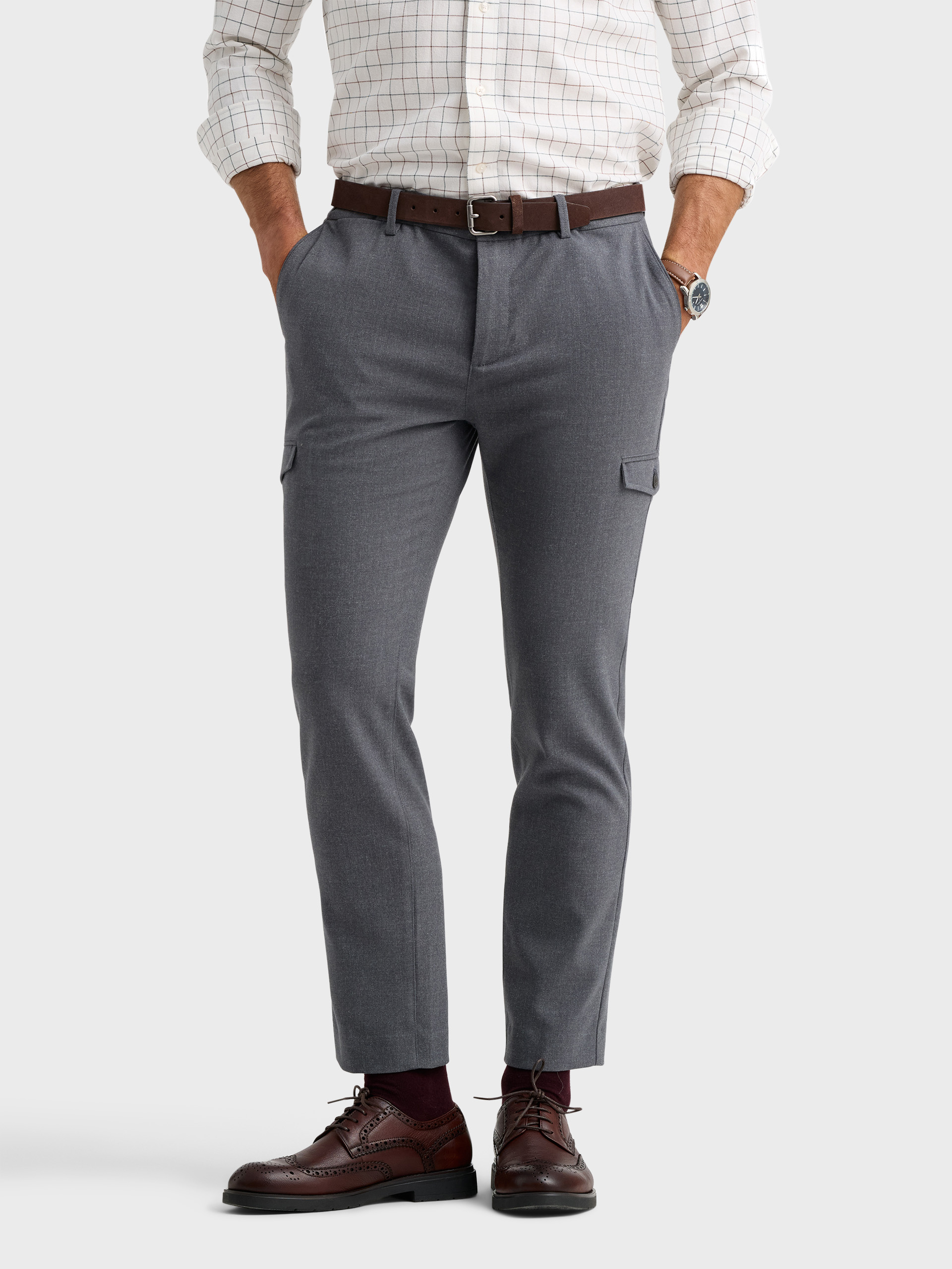 PANTALON CARGO FRANELA GRIS