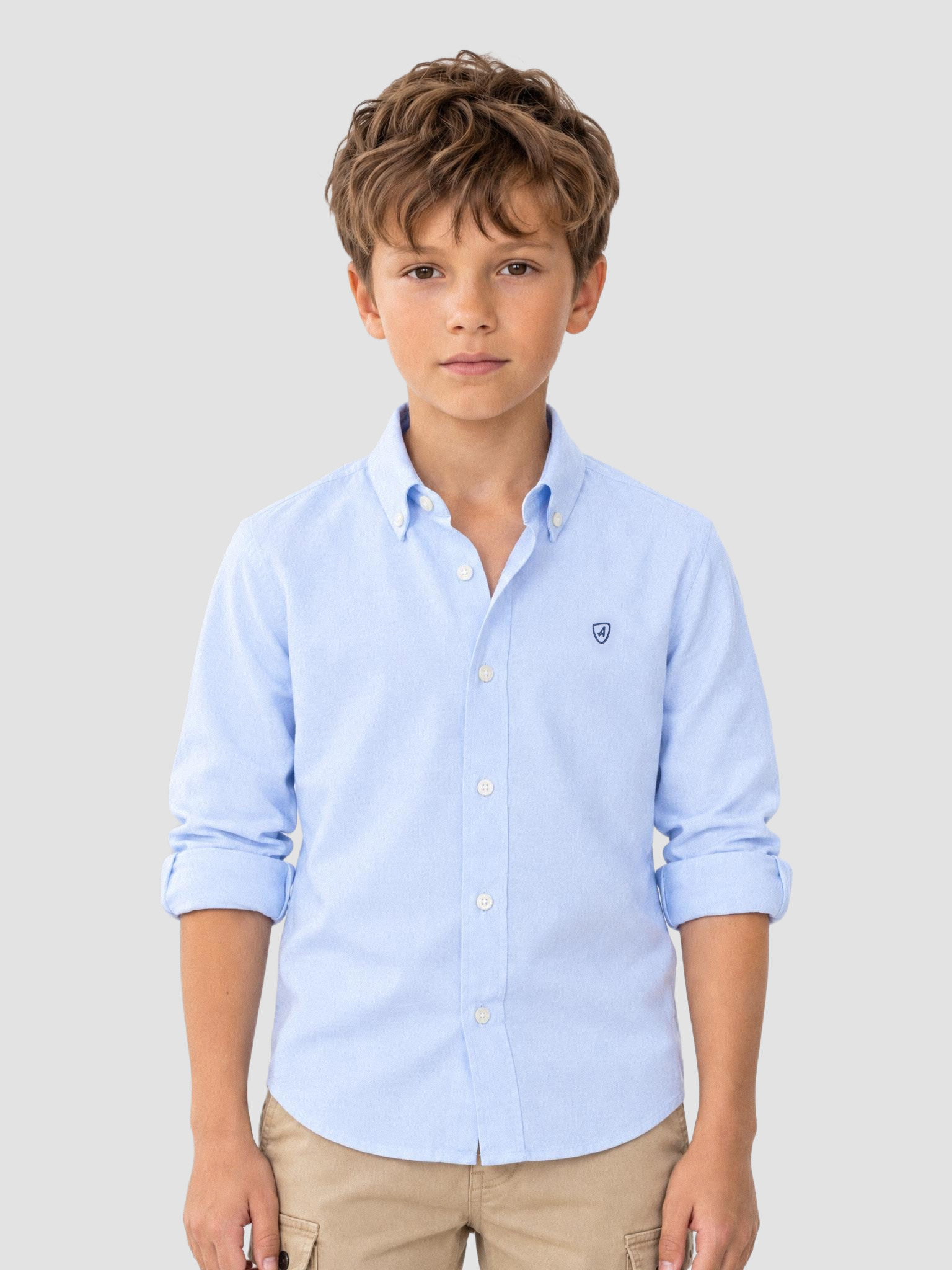 CAMISA OXFORD SOLID KIDS CELESTE
