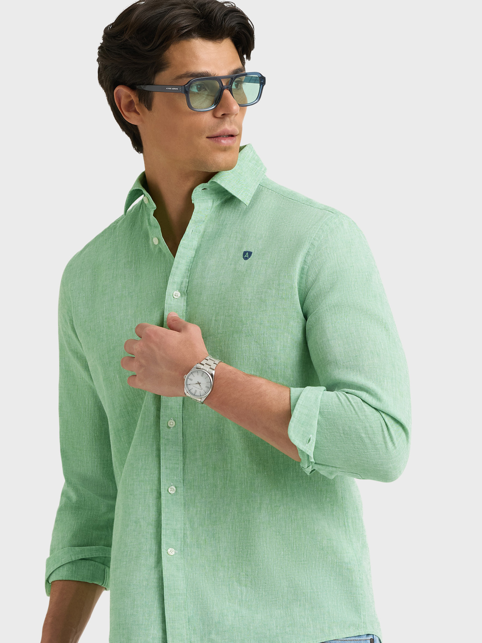CAMISA LINO CHAMBRAY VERDE