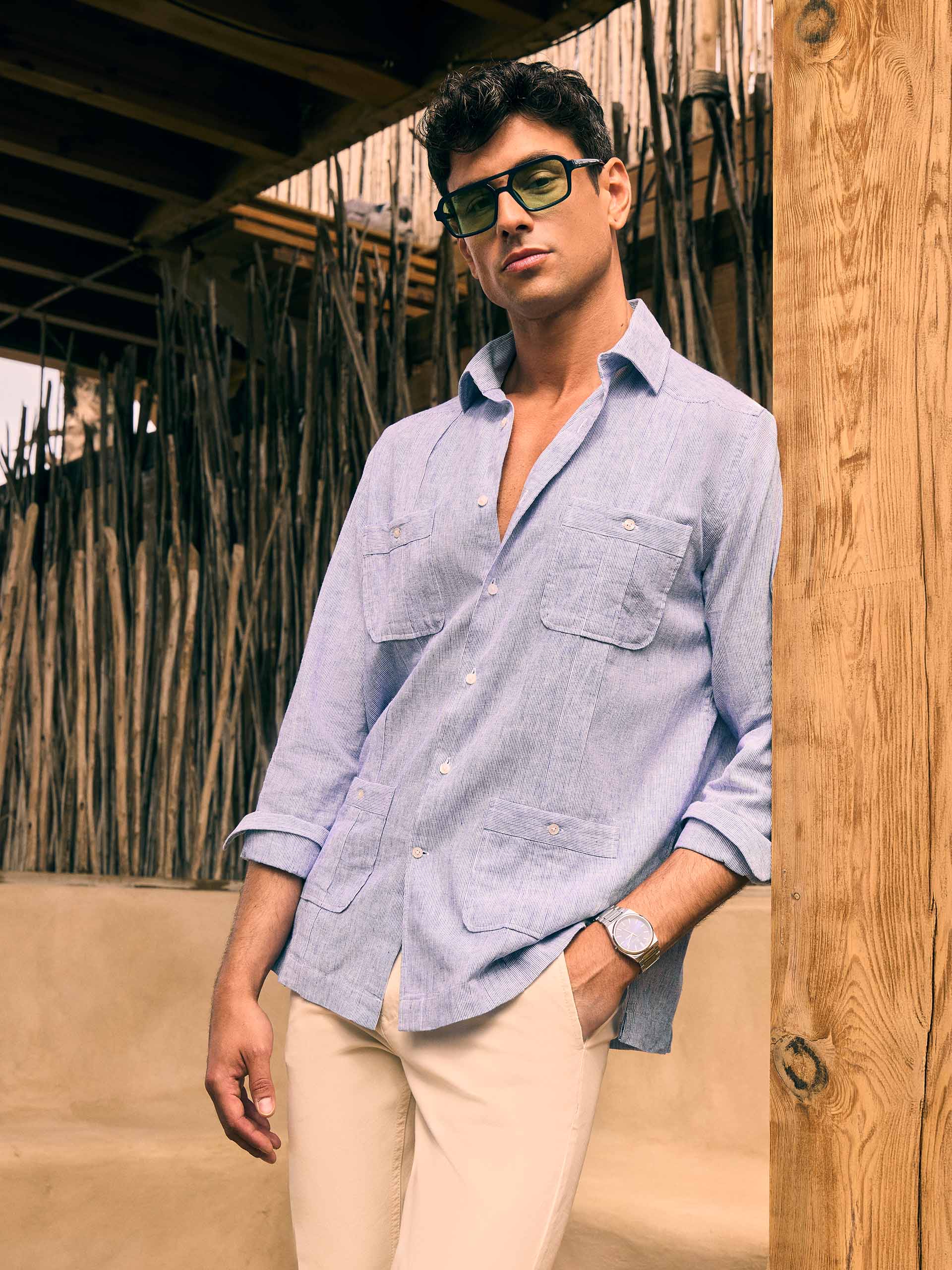 CUBANA LINO MIL RAYAS AZUL MARINO