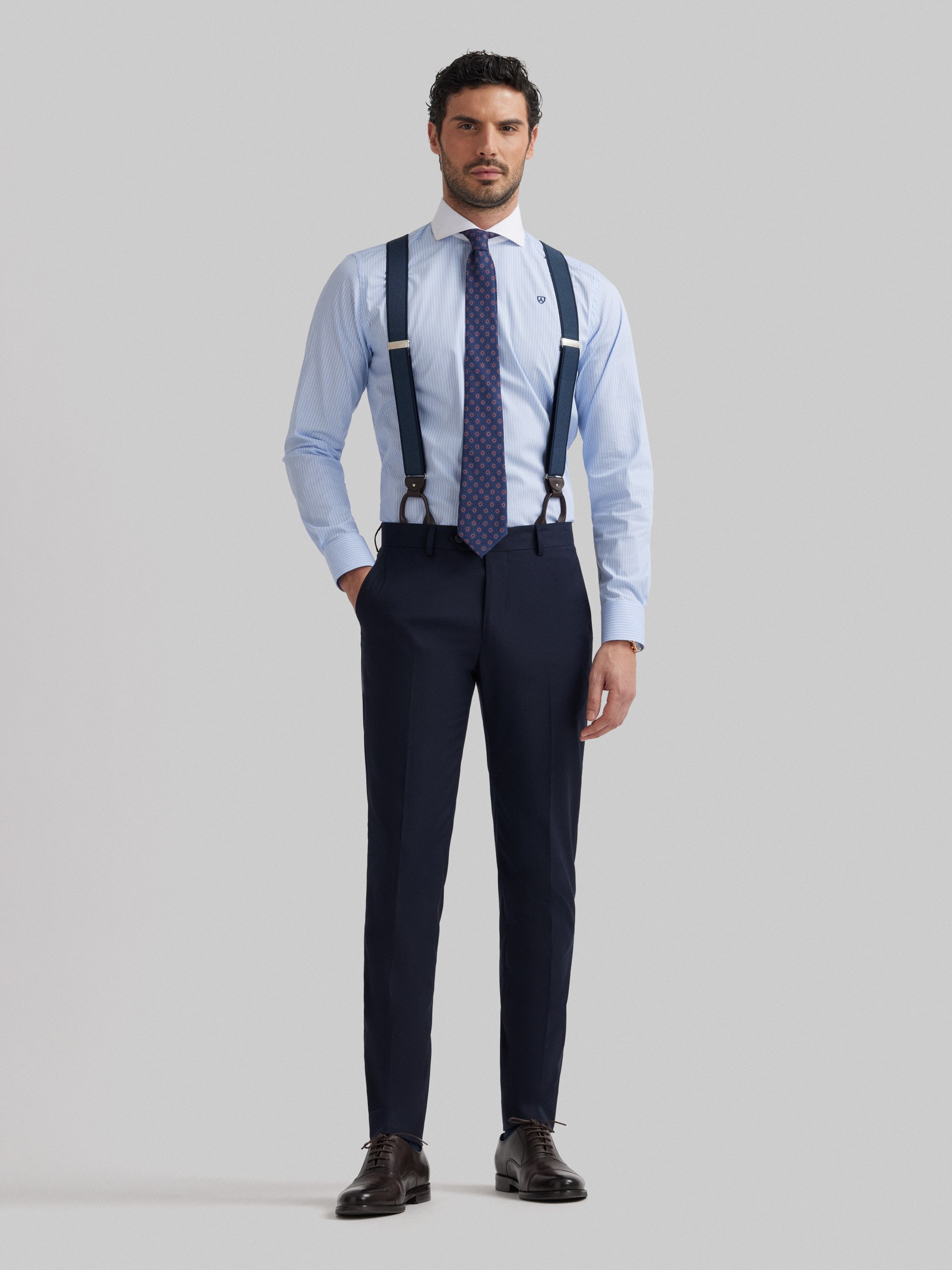 PANTALON TWILL CRUZADO AZUL MARINO