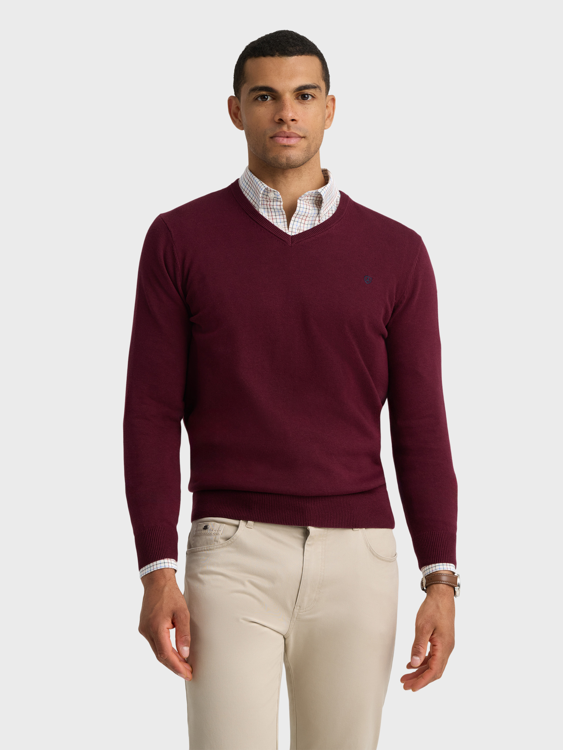 JERSEY V-NECK TRENDY BURDEOS