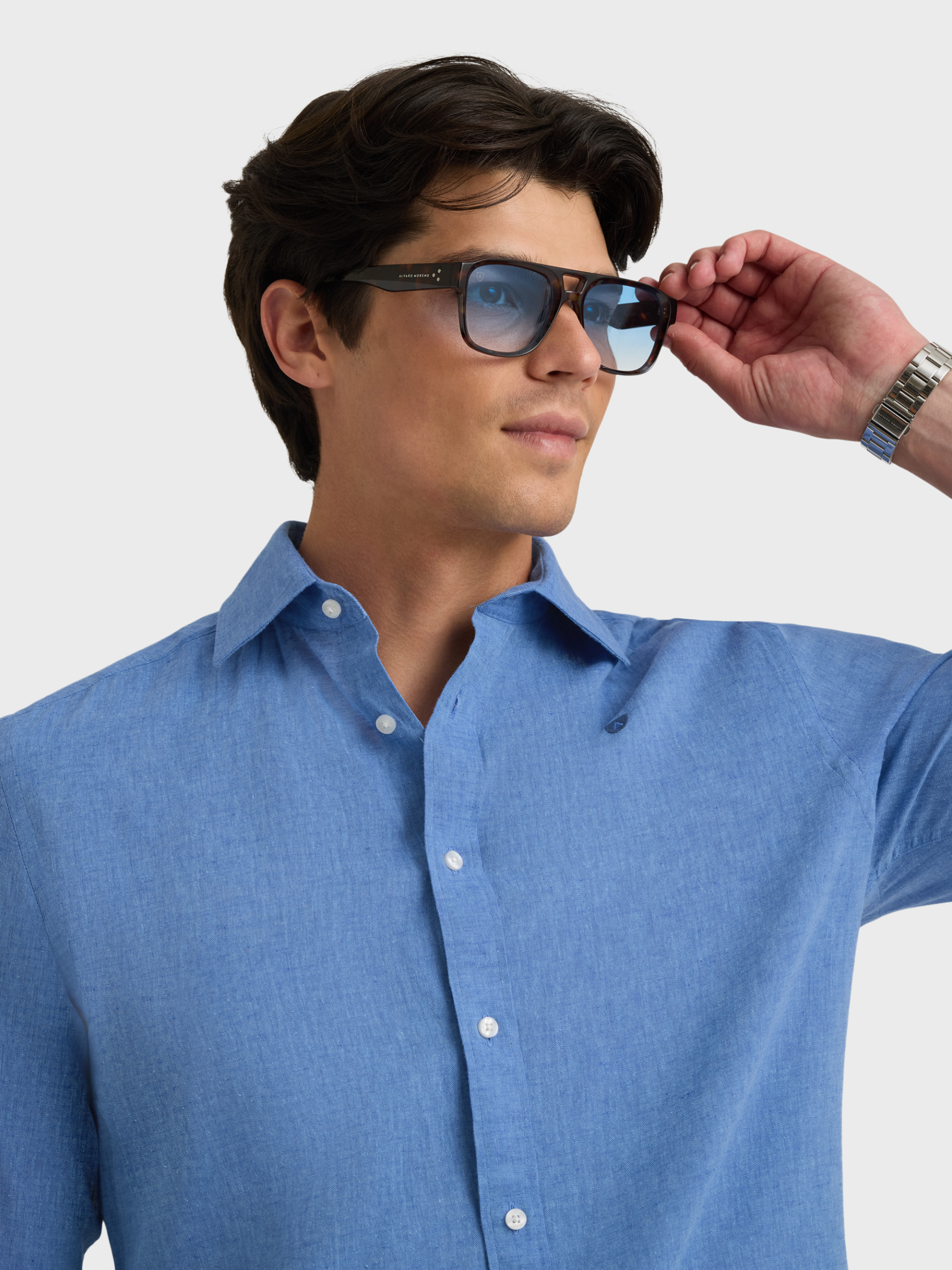 CAMISA LINO CHAMBRAY AZUL