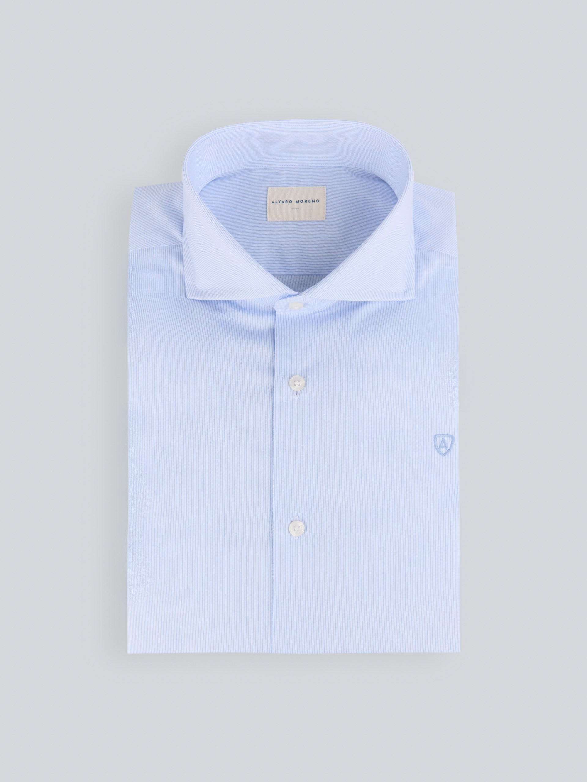 CAMISA VESTIR MIL RAYAS CELESTE