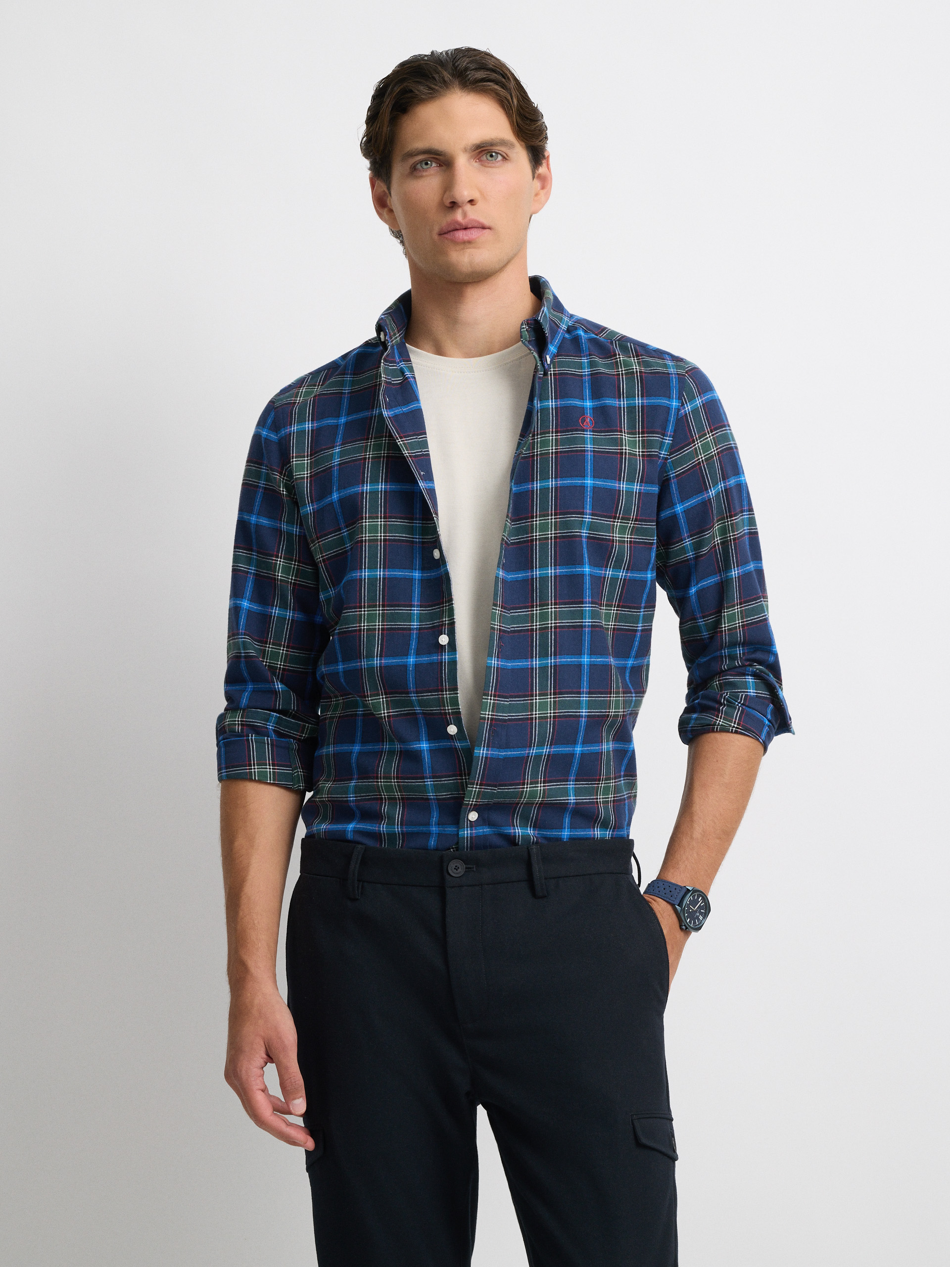 CAMISA TARTAN CHECKS AZUL MARINO