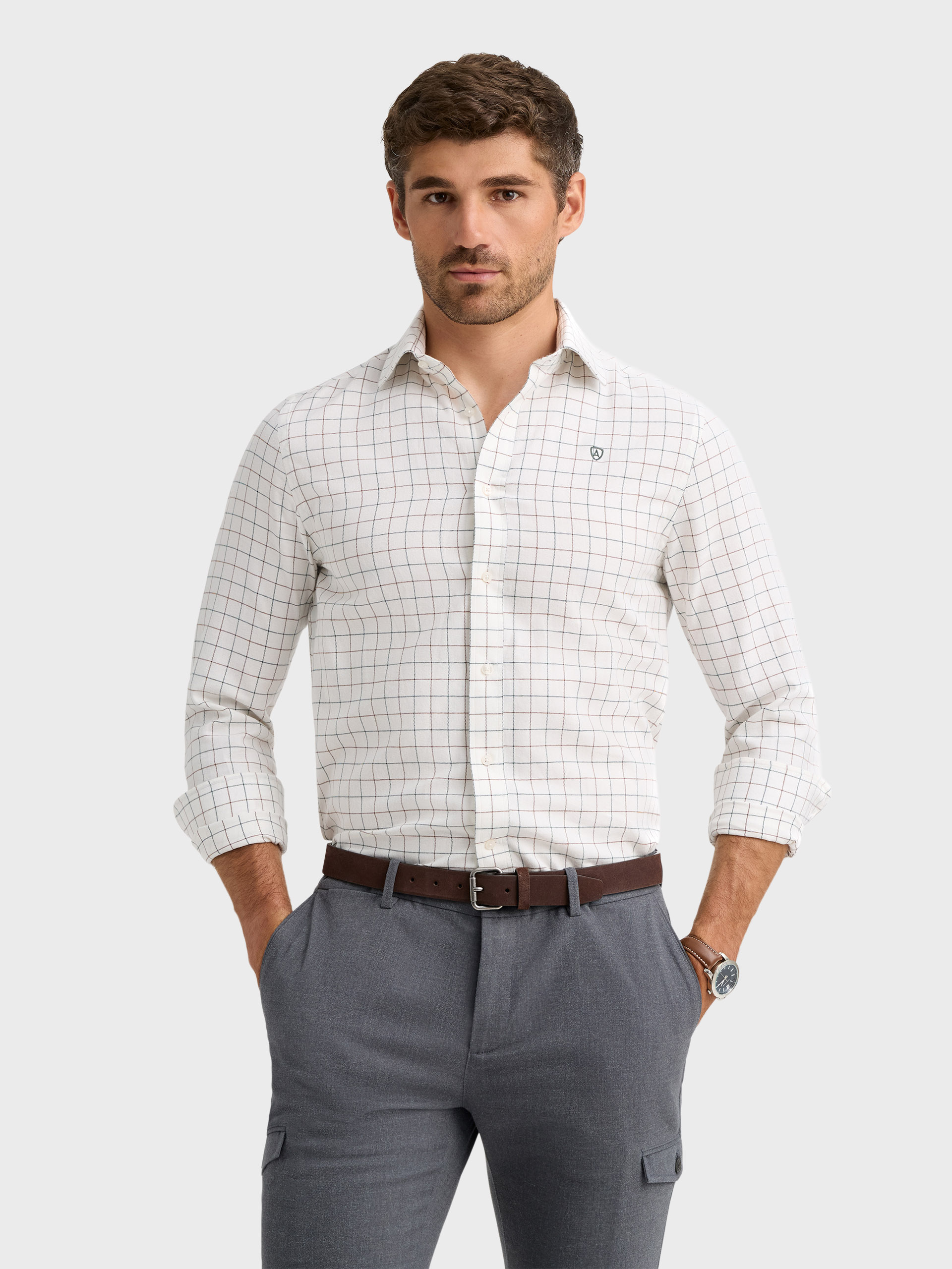 CAMISA HUNTER CHECKS BEIGE