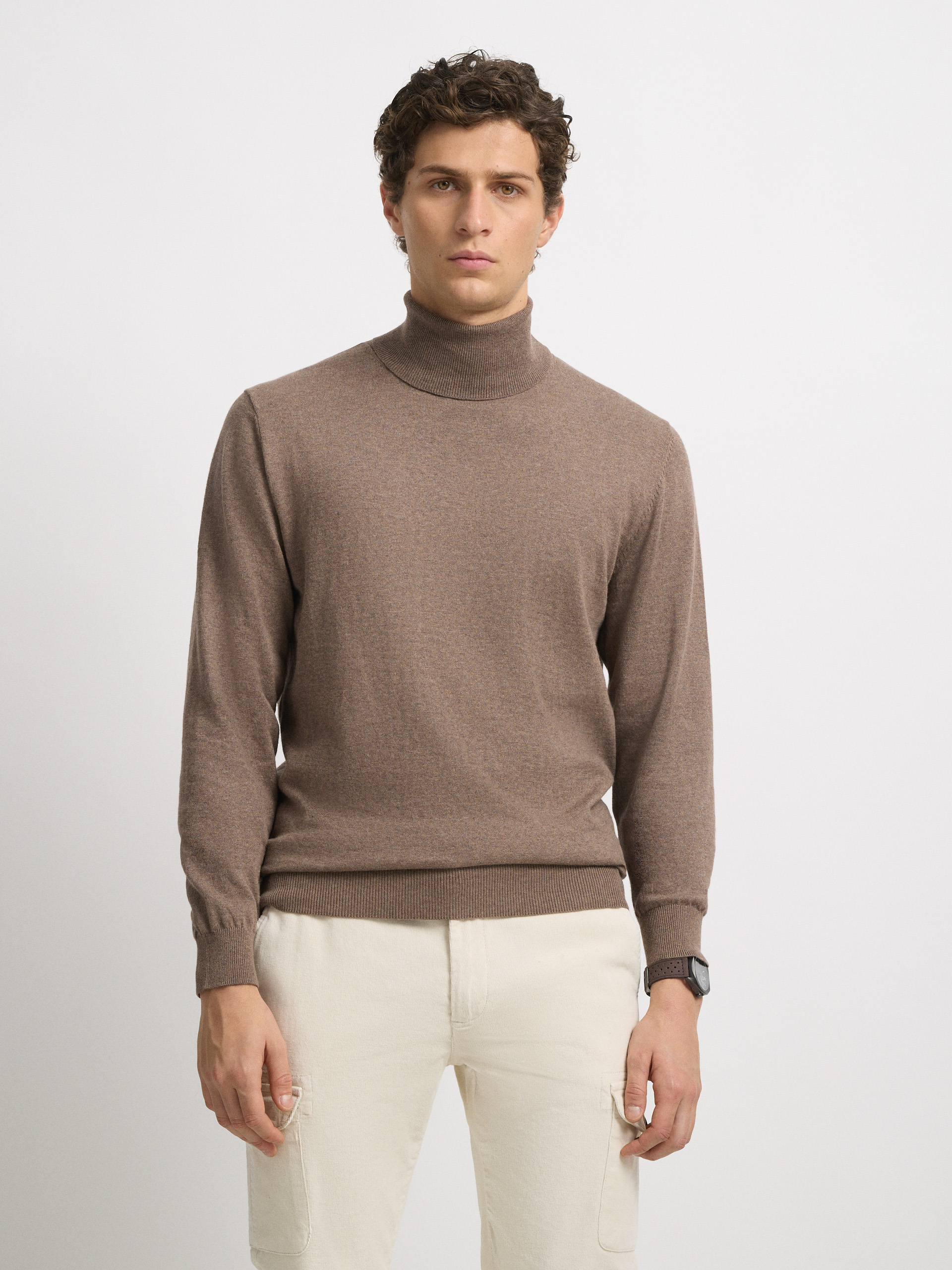 JERSEY ROLL COLLAR CAMEL
