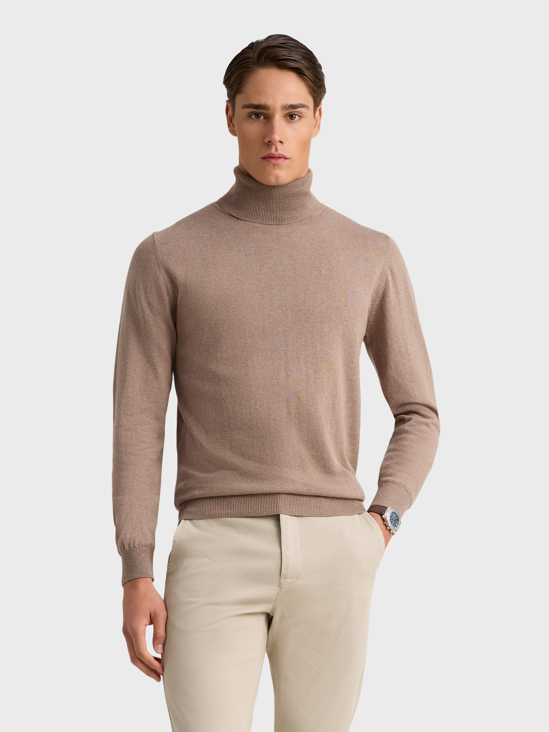 JERSEY ROLL COLLAR BEIGE