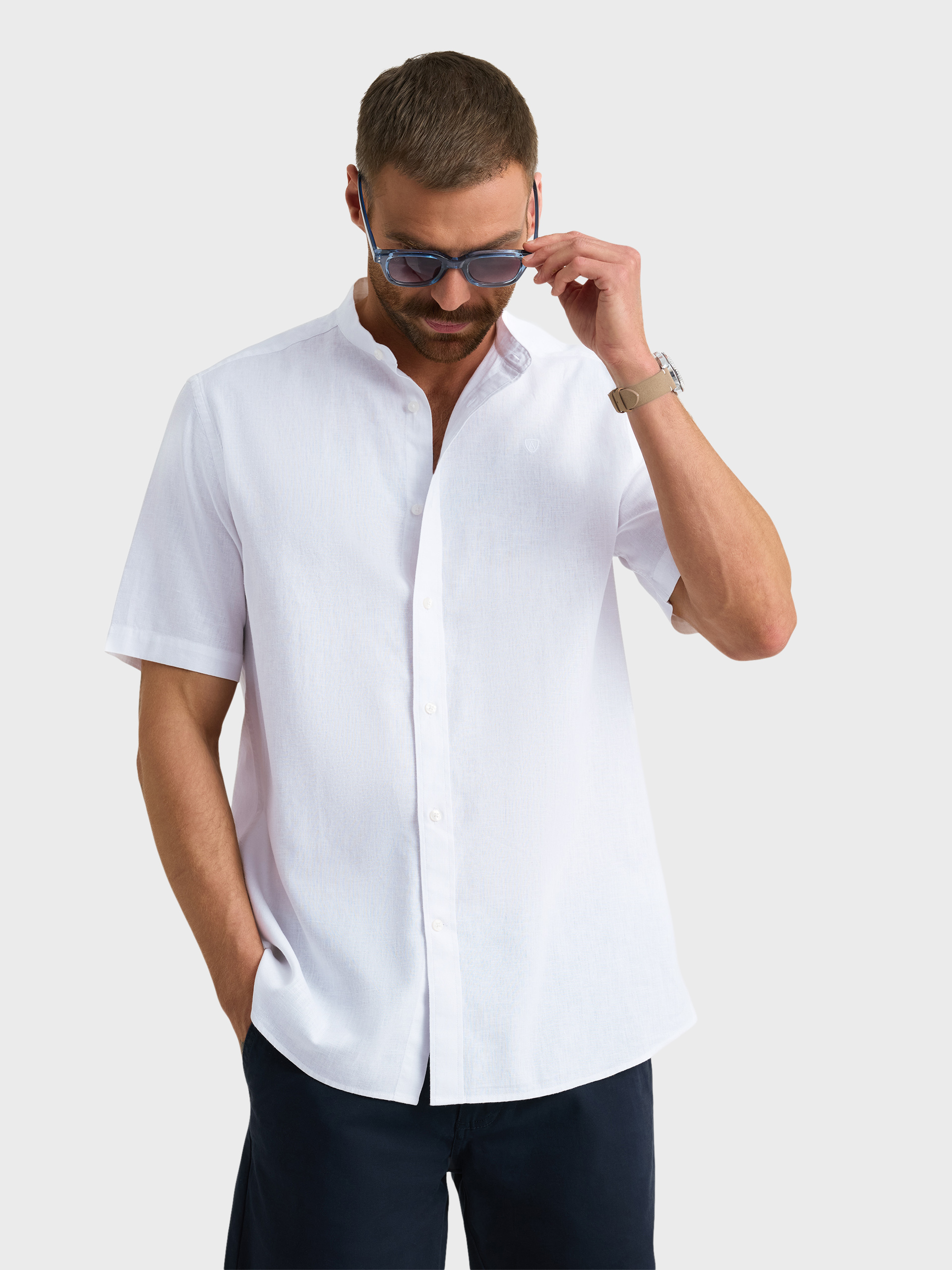 CAMISA LINO M.CORTA MAO