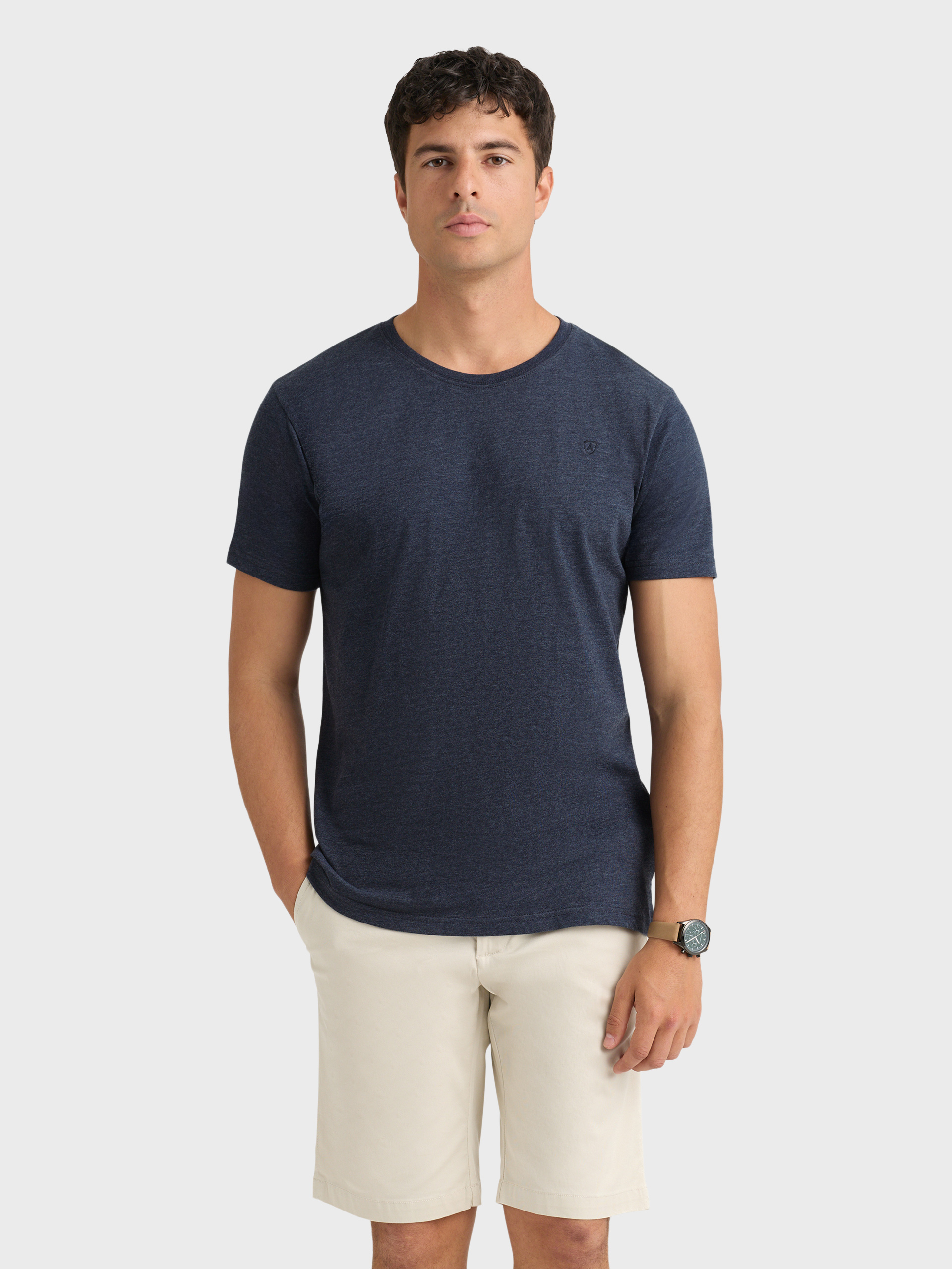 CAMISETA MELANGE AZUL MARINO