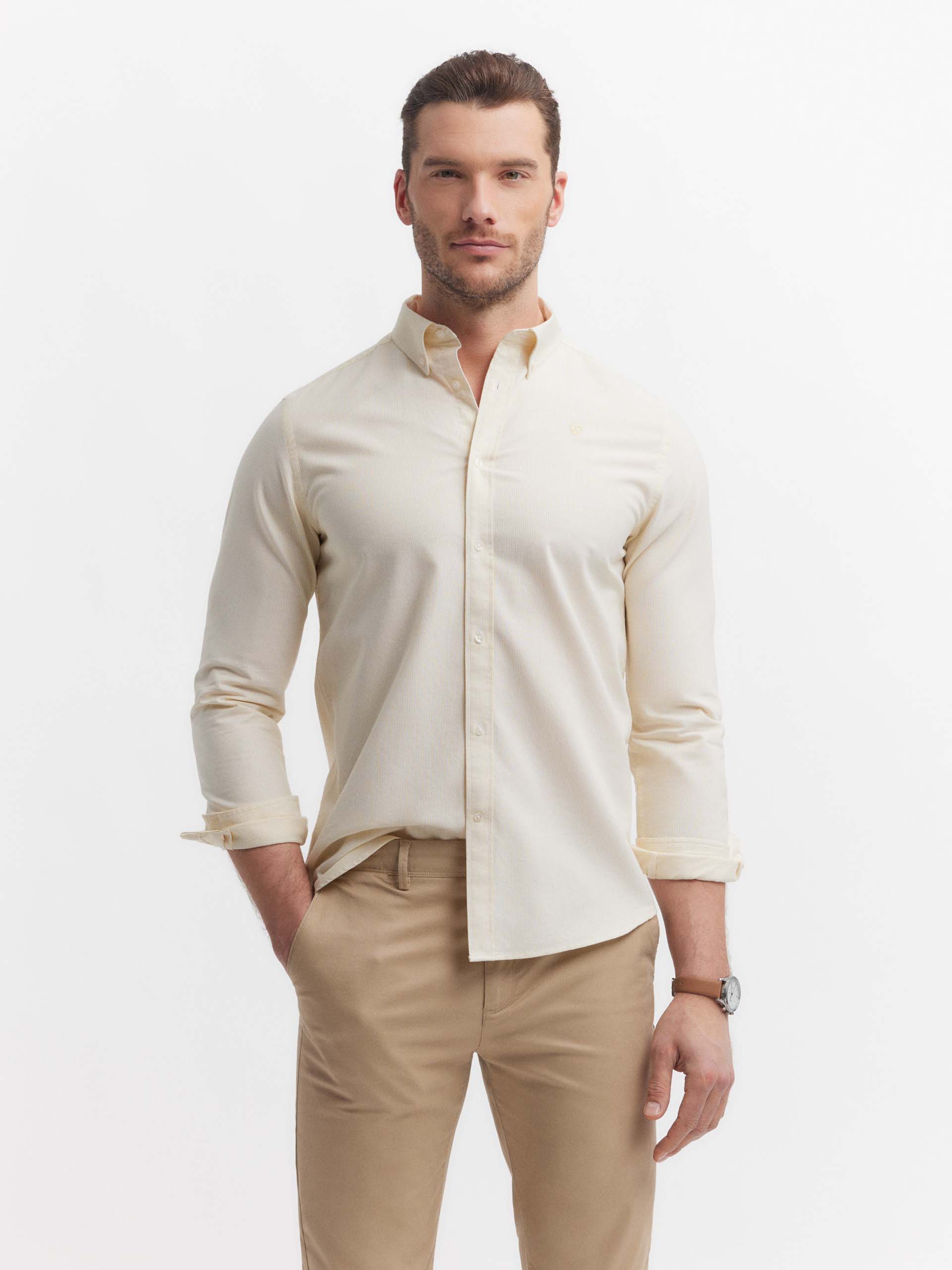 CAMISA OXFORD MIL RAYAS AMARILLO