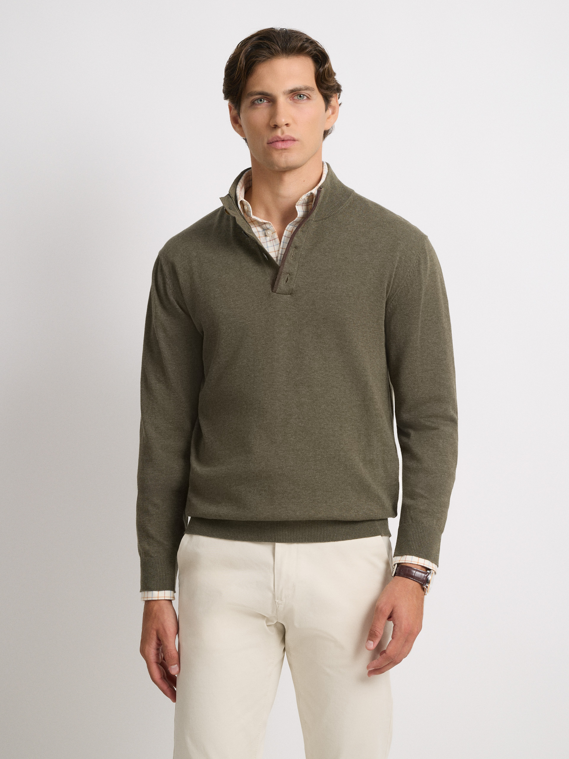JERSEY BUTTON COLLAR VERDE