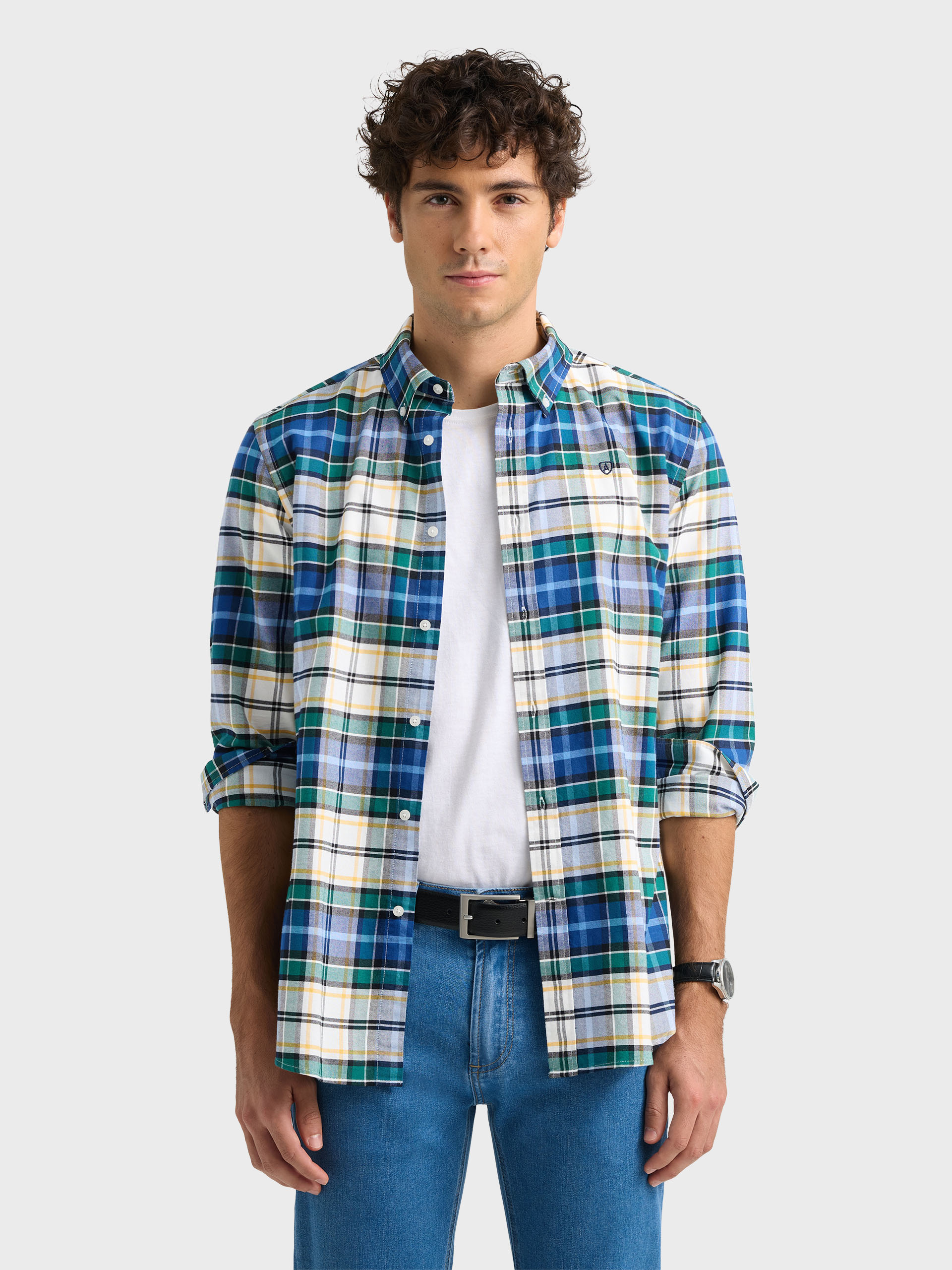 CAMISA OXFORD CHECKS AZUL