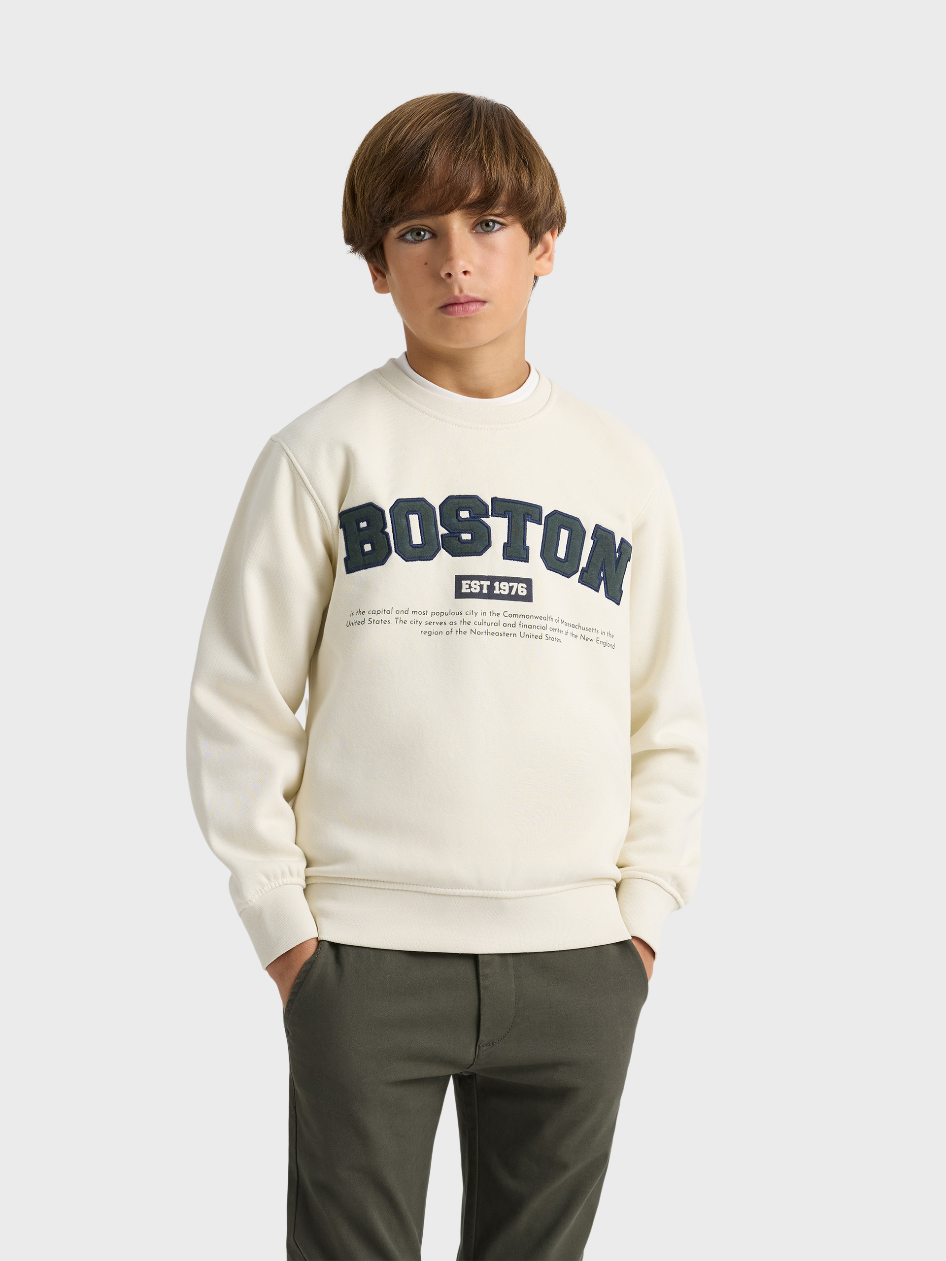 SUDADERA BOSTON KIDS BEIGE