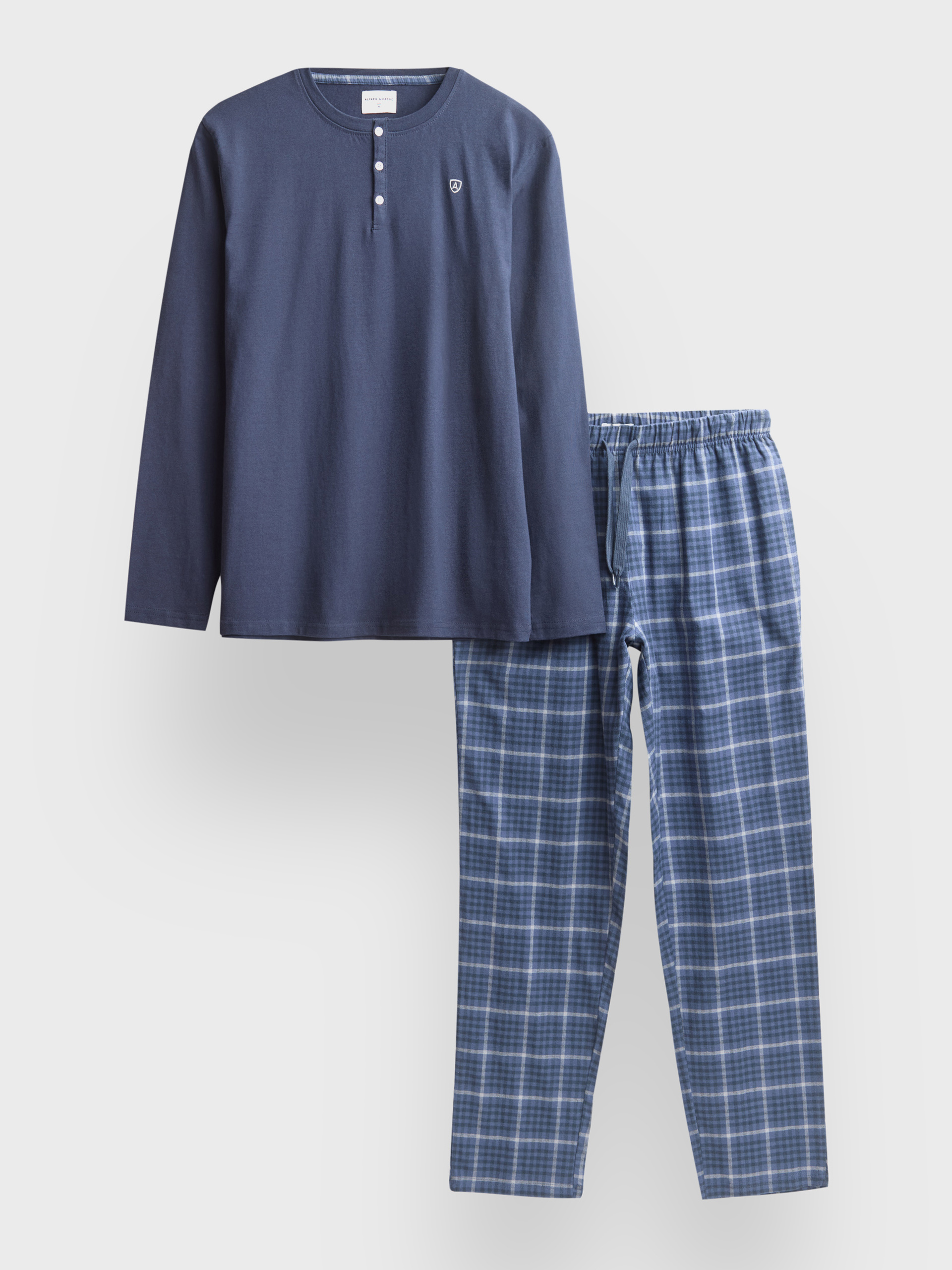 PIJAMA FRANELA CUADROS AZUL MARINO