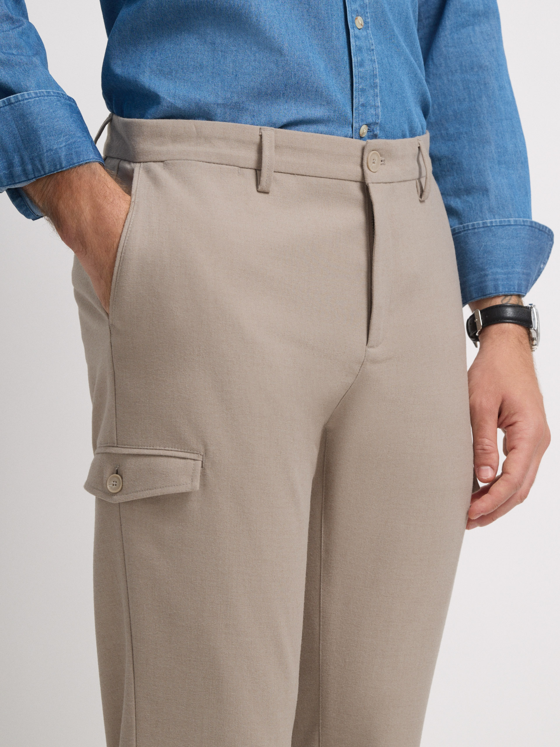 PANTALON CARGO FRANELA BEIGE