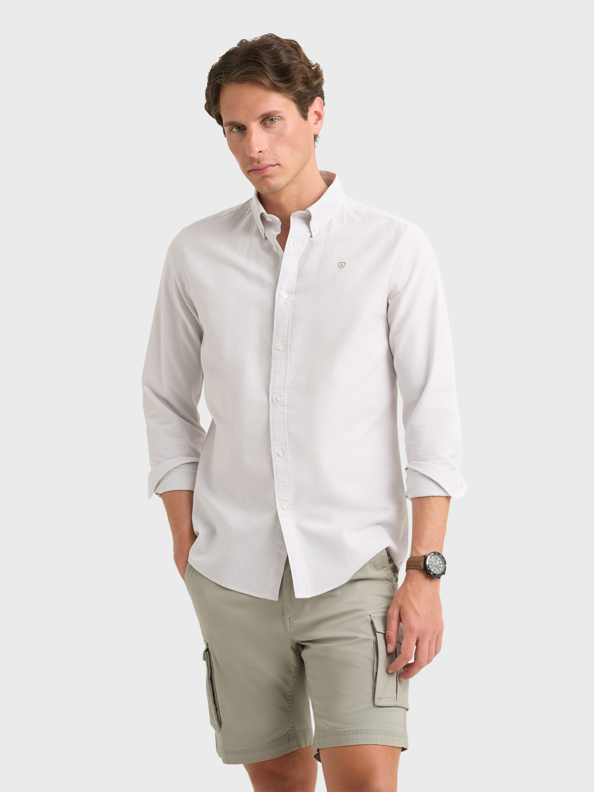 CAMISA OXFORD MIL RAYAS VERDE