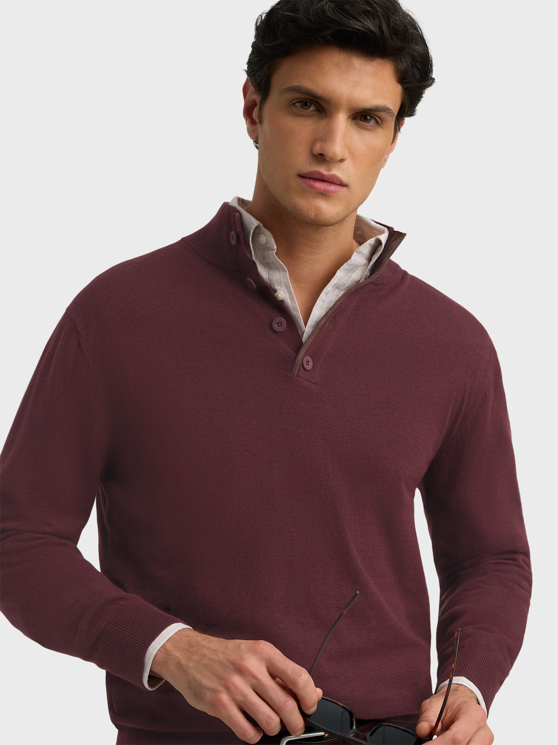 JERSEY BUTTON COLLAR BURDEOS