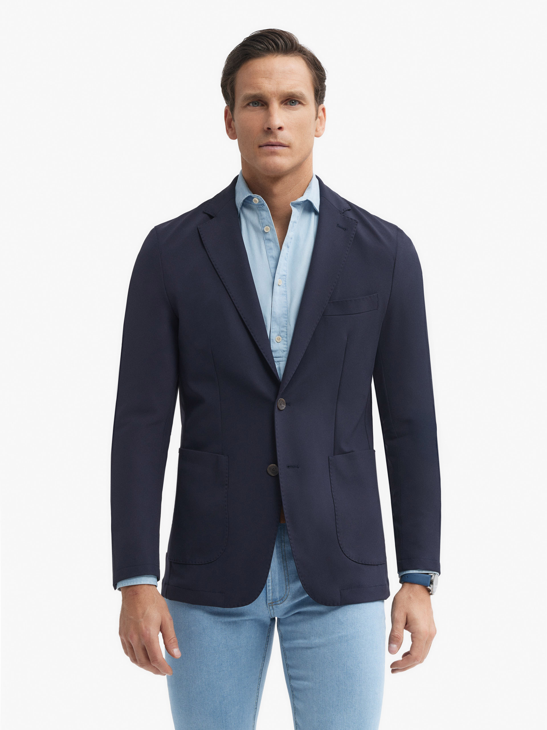 Blazer Azul Outfit Con SuÃ©ter Blanco Hombre Blazer Outfit Camisa