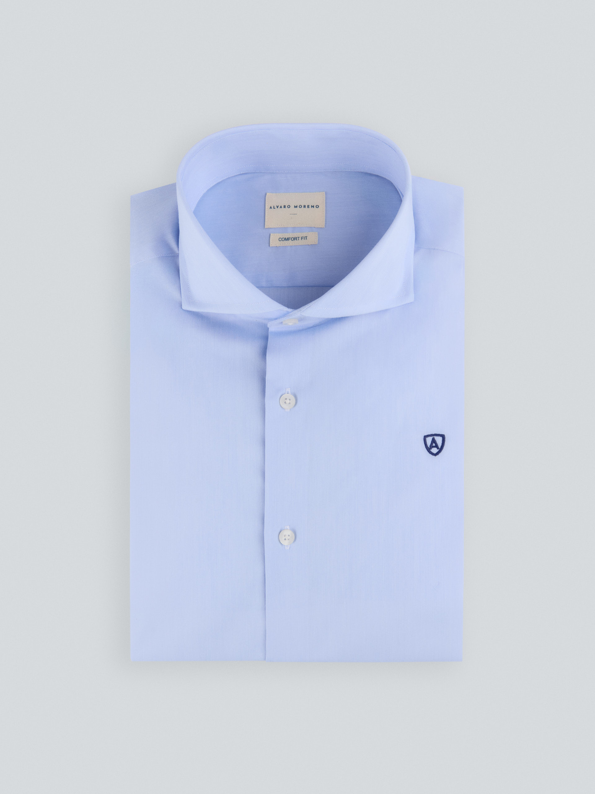 CAMISA COMFORT FIL A FIL CELESTE