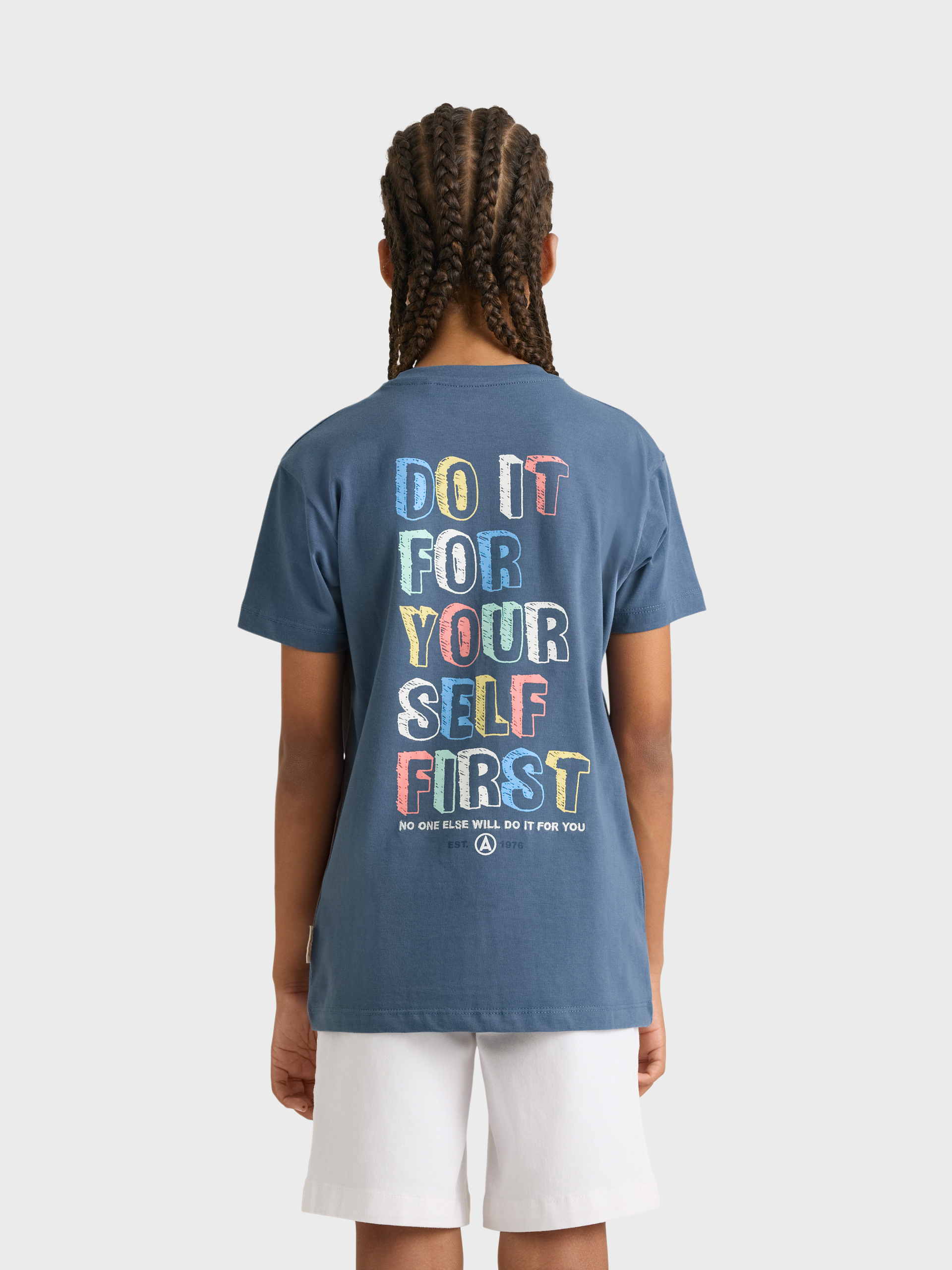 CAMISETA LETTERS KIDS AZUL MARINO