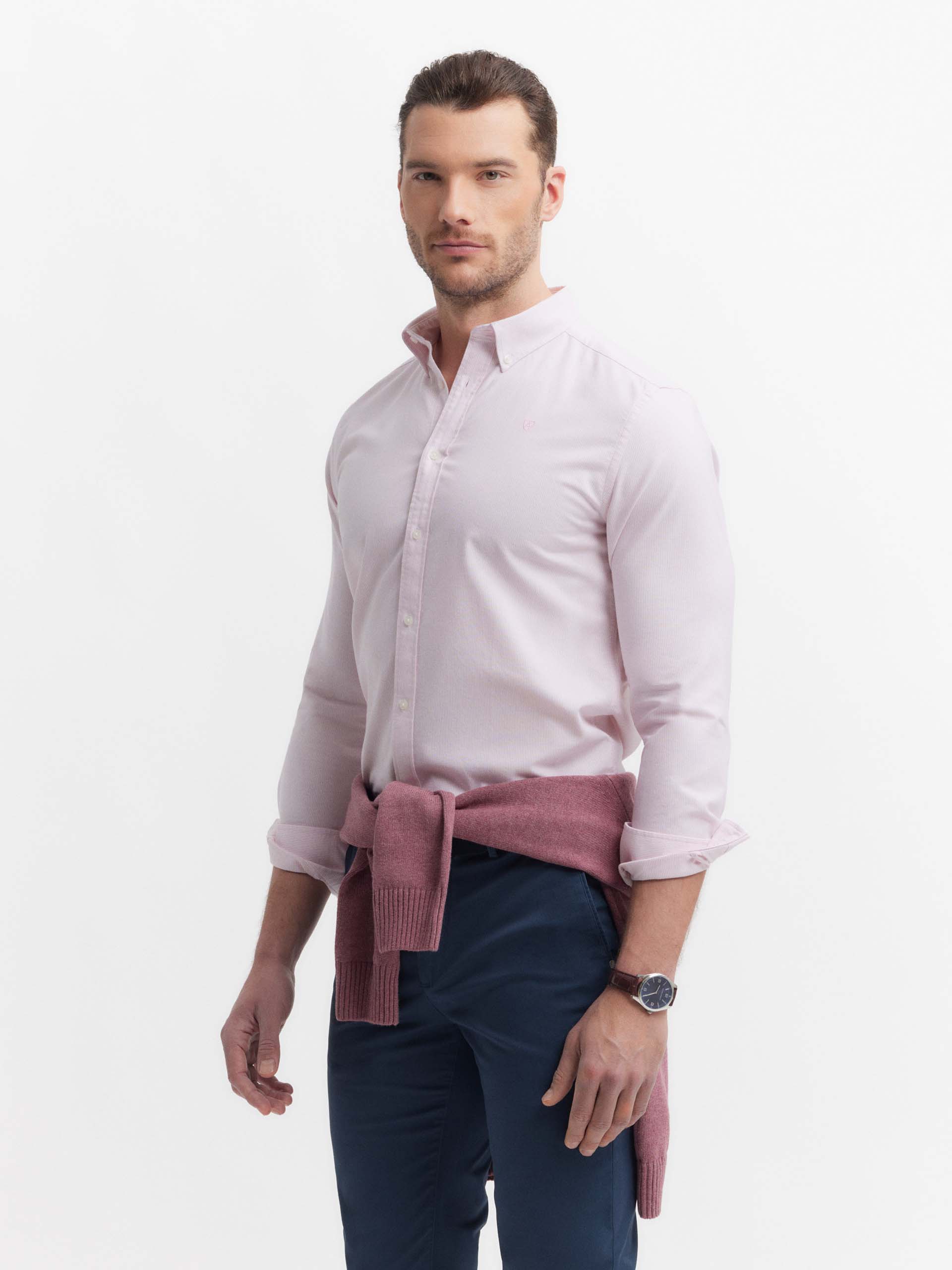 CAMISA OXFORD MIL RAYAS CORAL