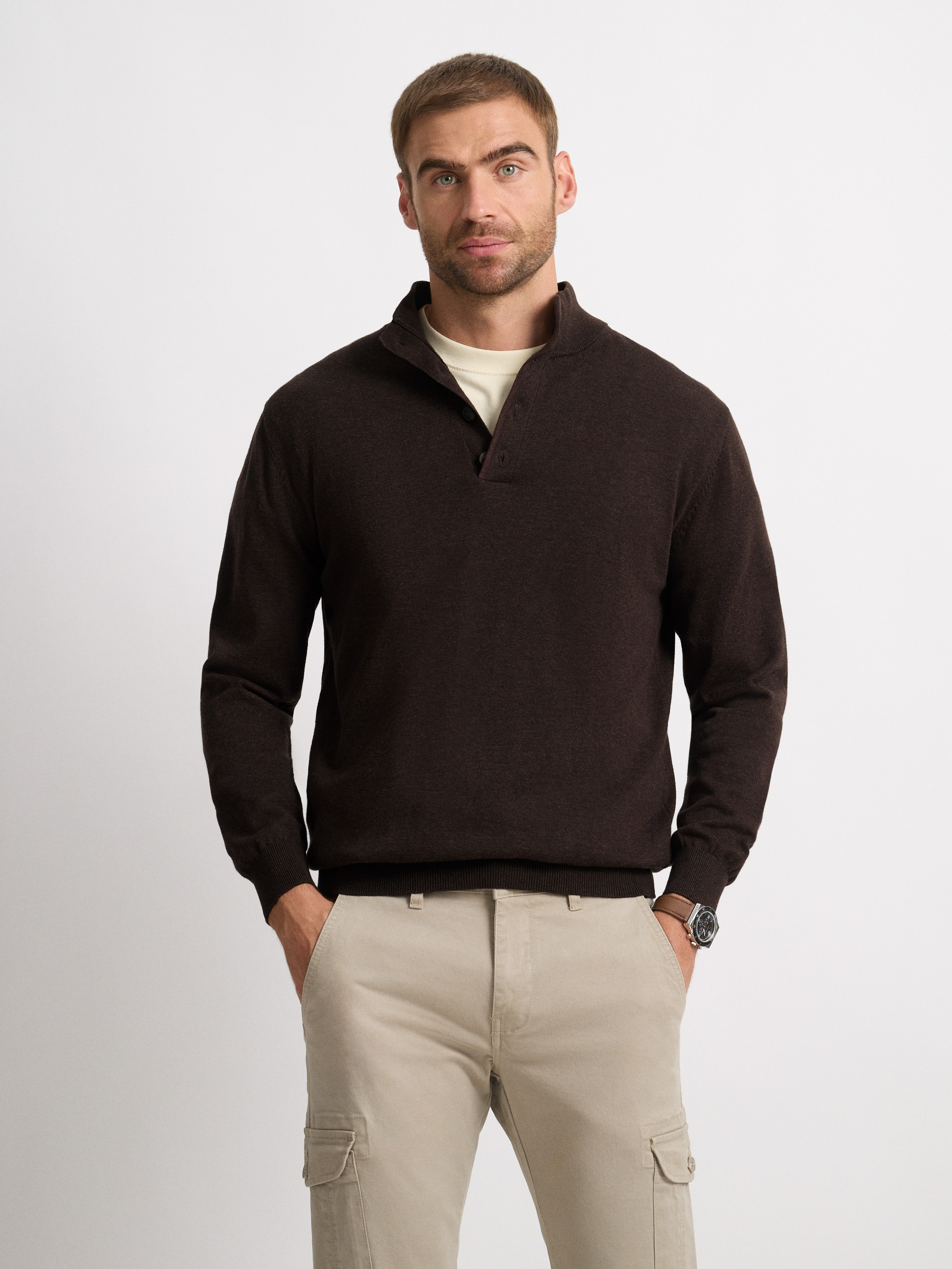 JERSEY BUTTON COLLAR MARR&Oacute;N