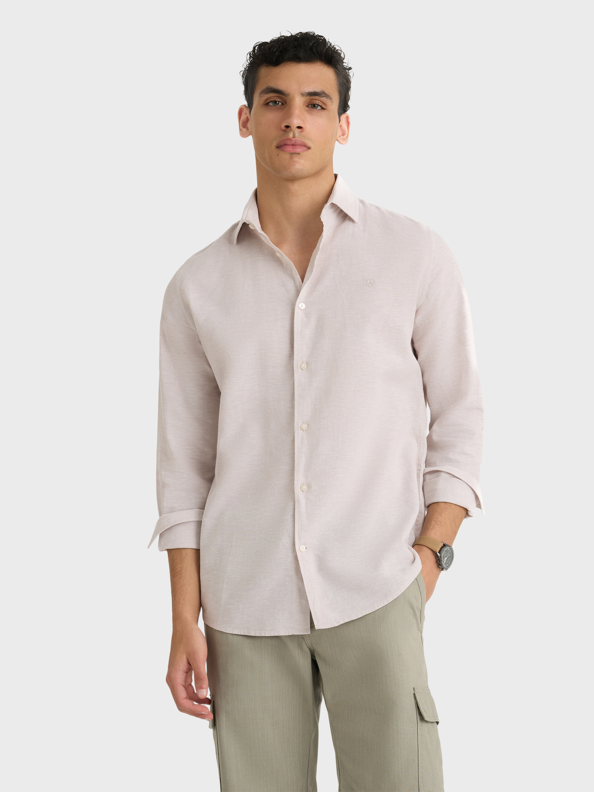 CAMISA LINO ALEX BEIGE