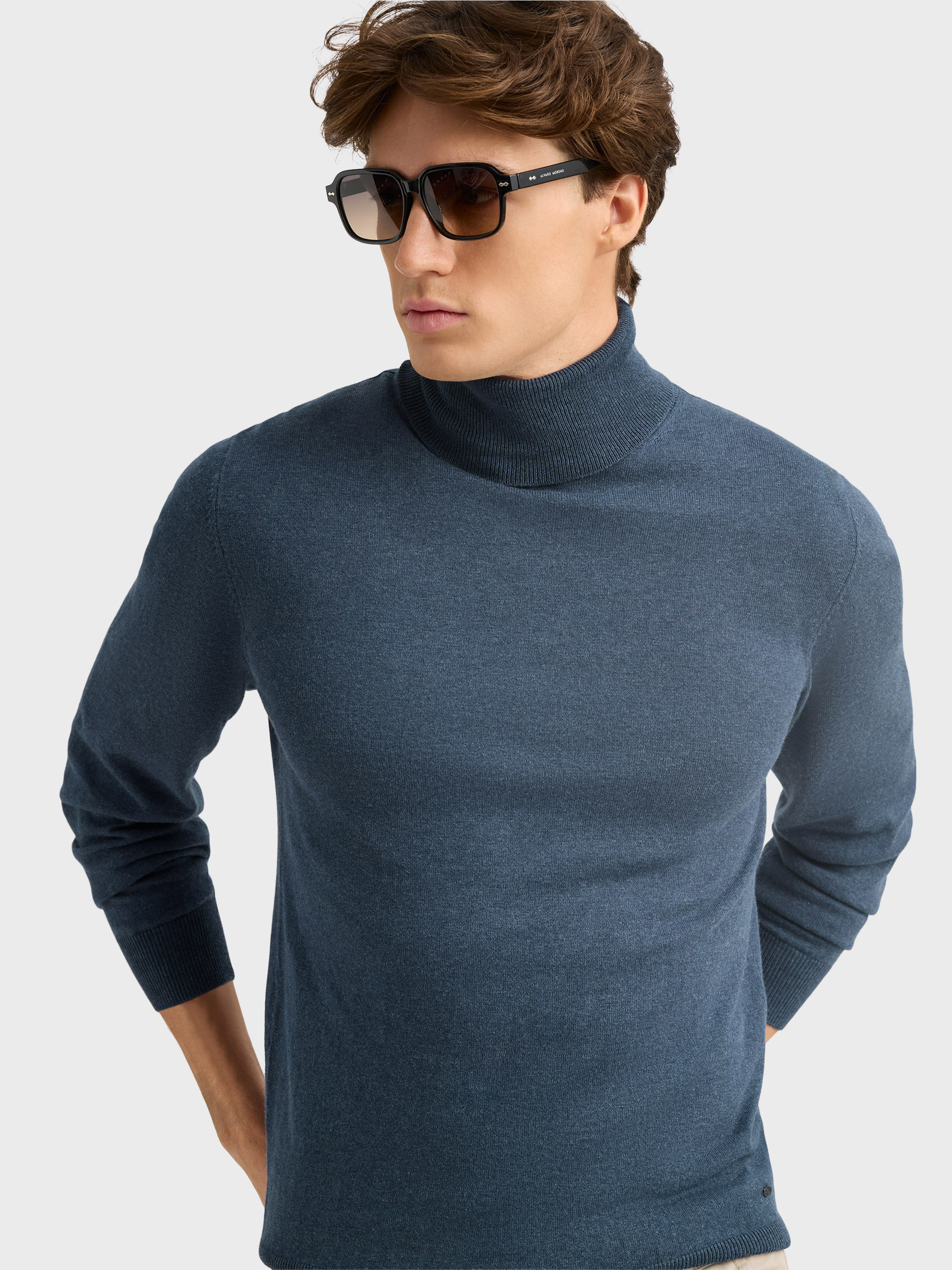 JERSEY ROLL COLLAR AZUL