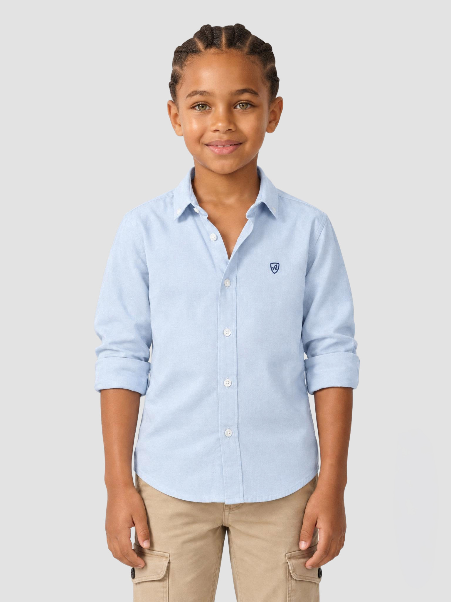 CAMISA OXFORD SOLID KIDS AZUL