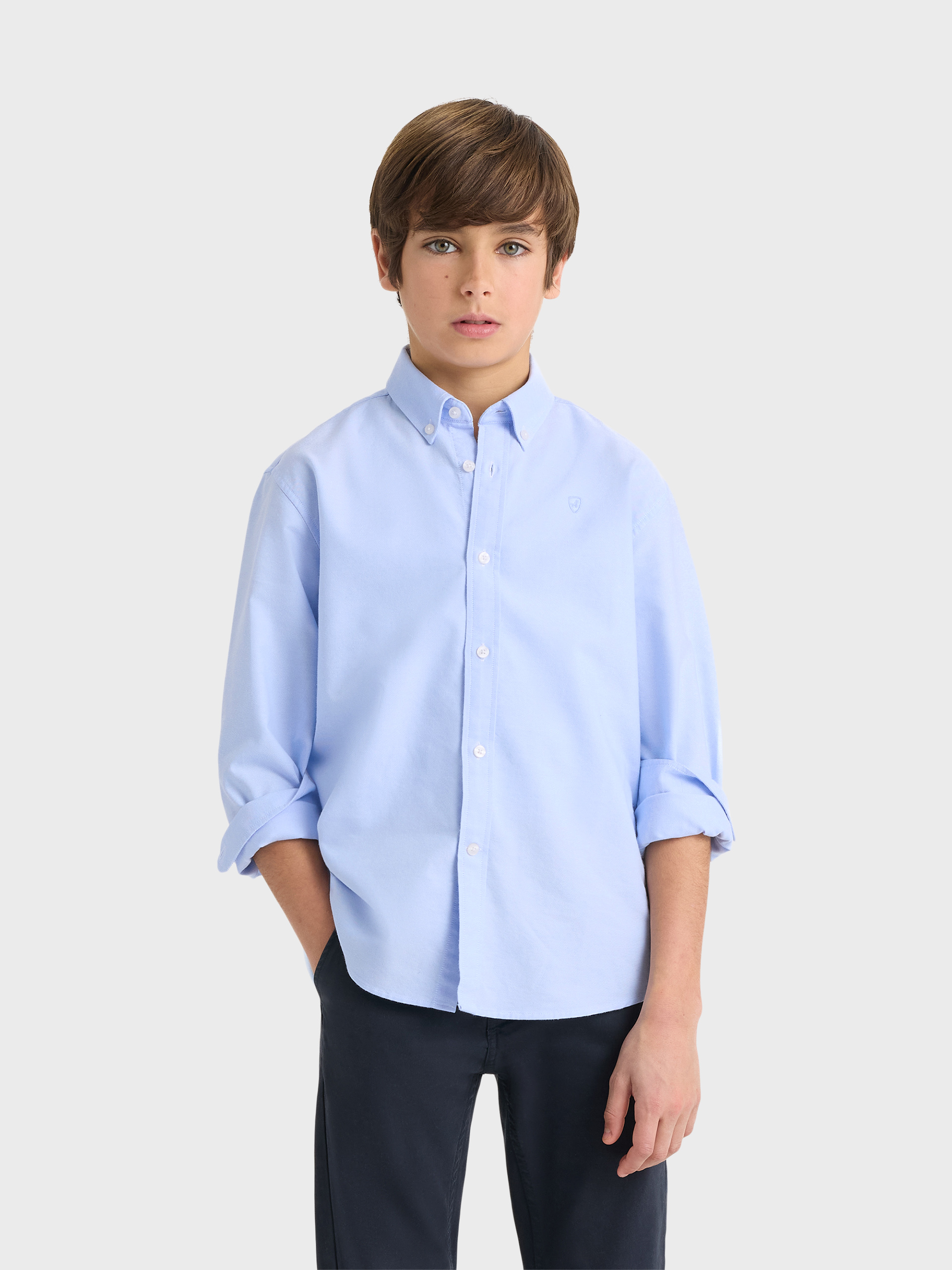 CAMISA OXFORD SOLID KIDS CELESTE