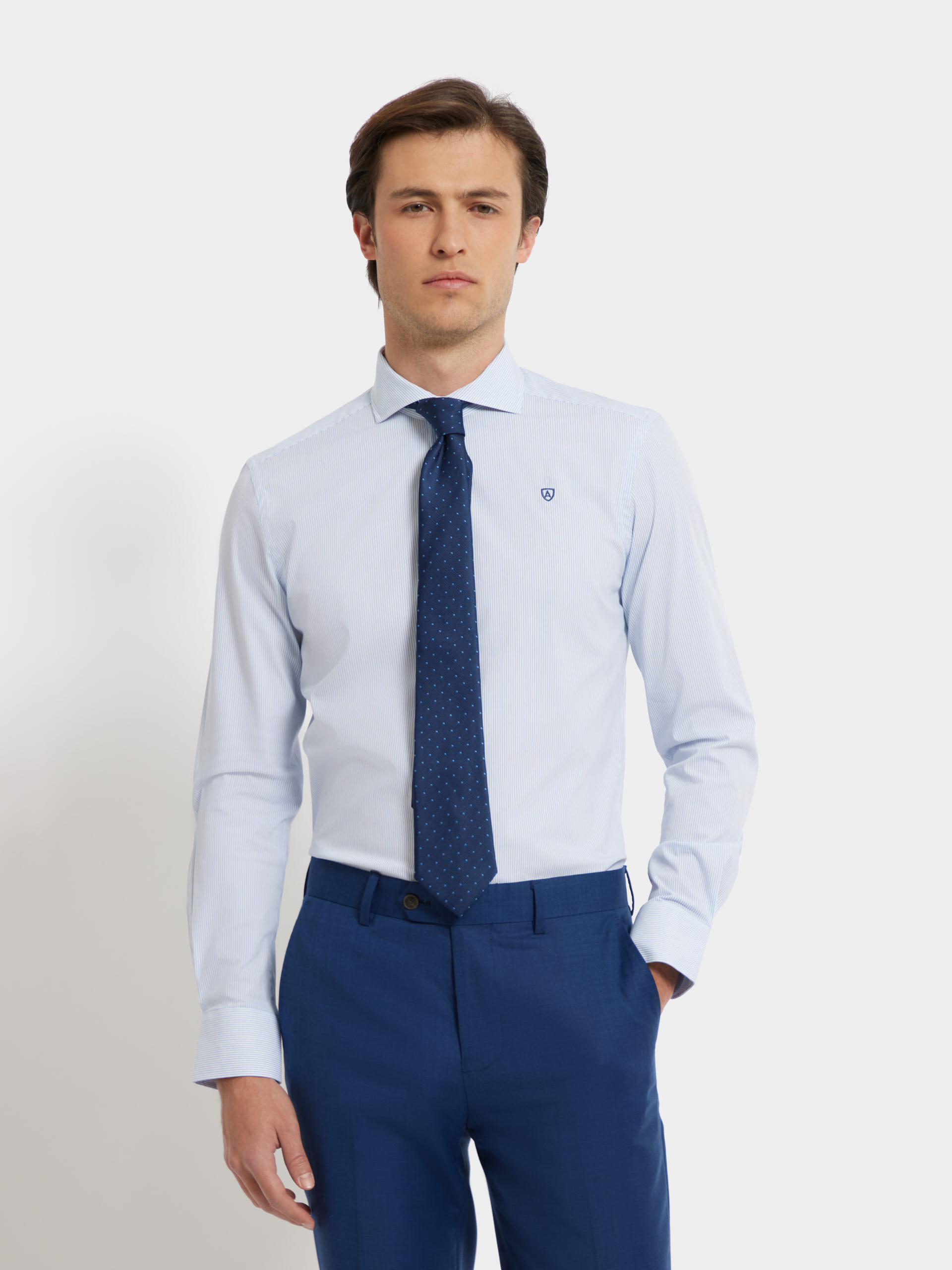 CAMISA COMFORT RAYAS AZUL